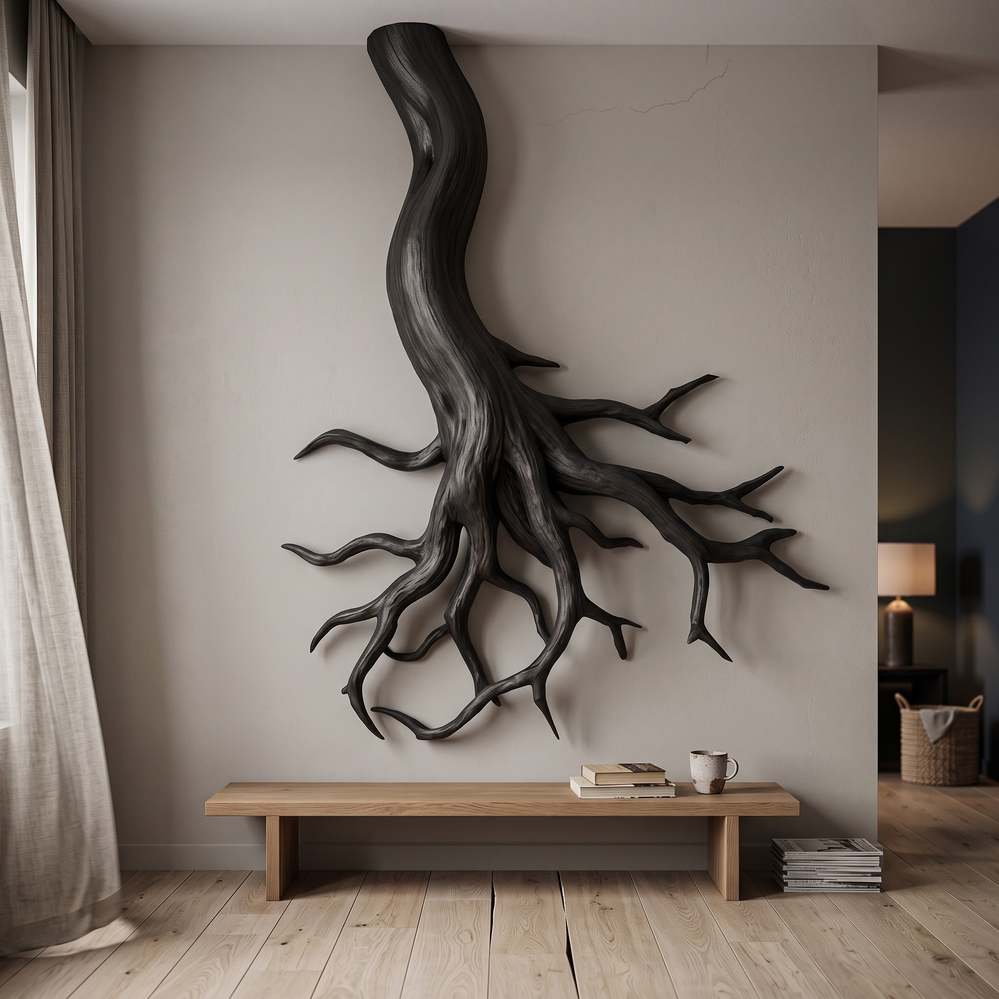 Rustic Organic Root Sculpture Wall Decor Living Room and Hallway