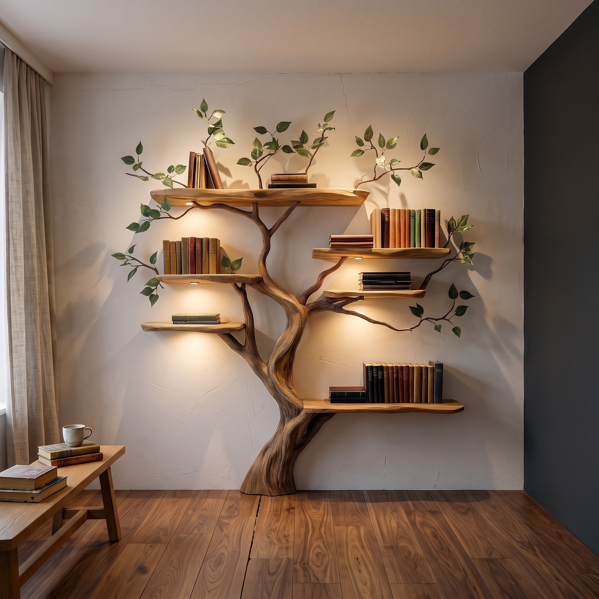 Rustic Organic Tree Bookshelf Bedroom or Living Room