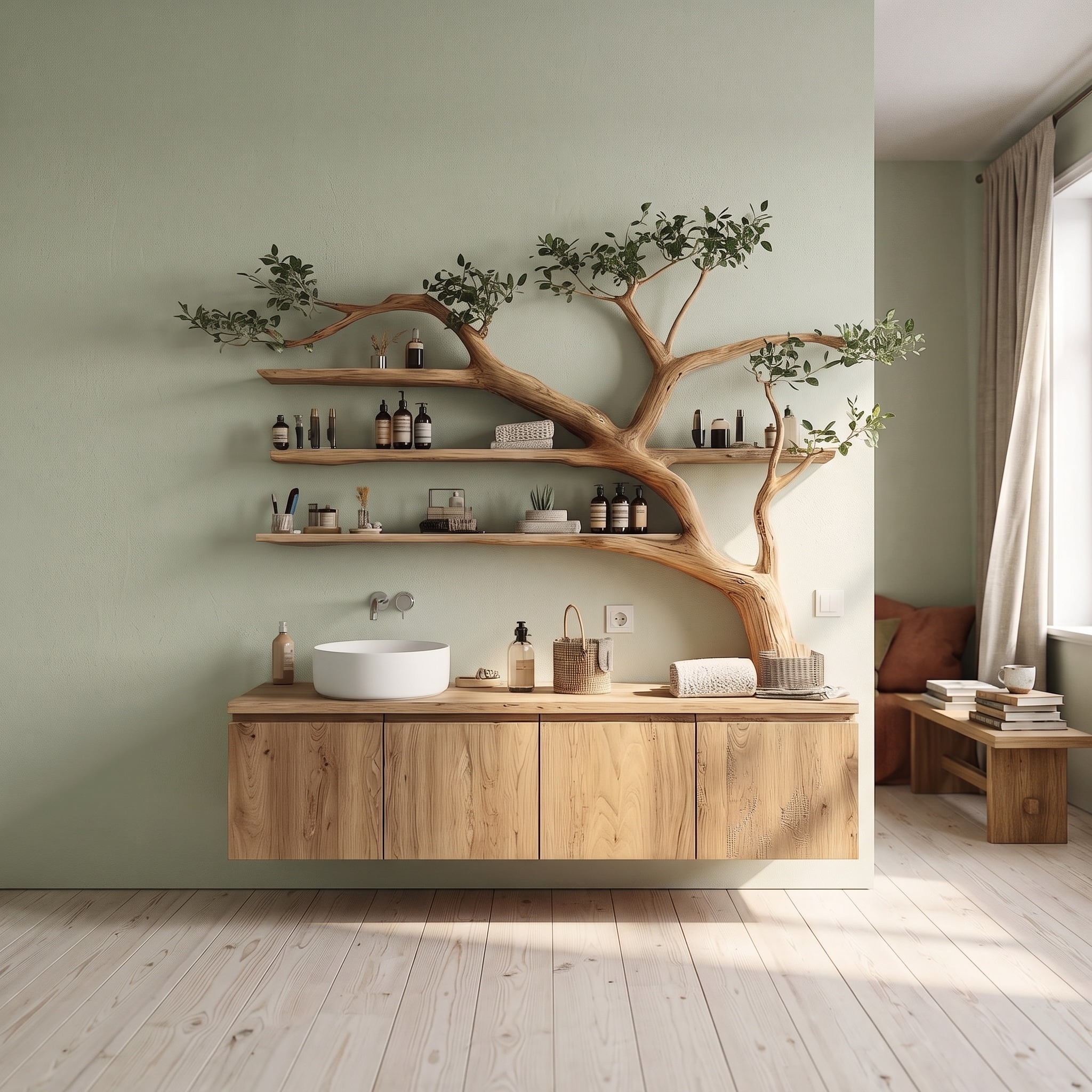 Rustic Organic Tree Branch Vanity Bathroom or Spa Room