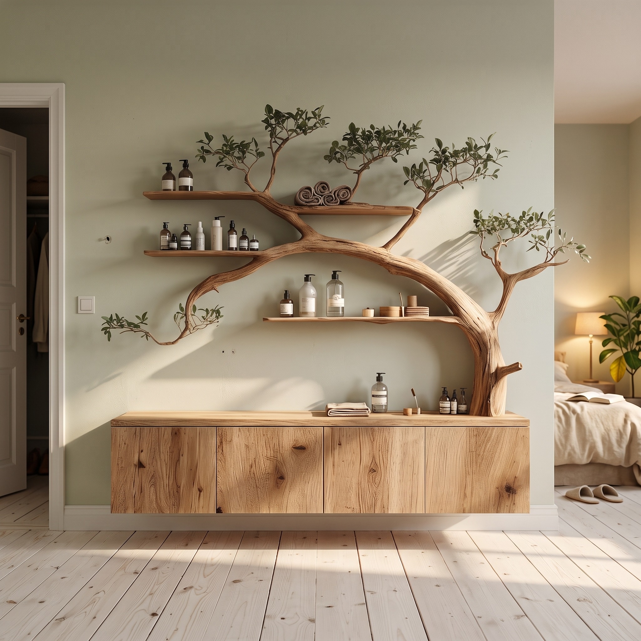 Rustic Organic Tree Inspired Vanity Bathroom or Meditation Room