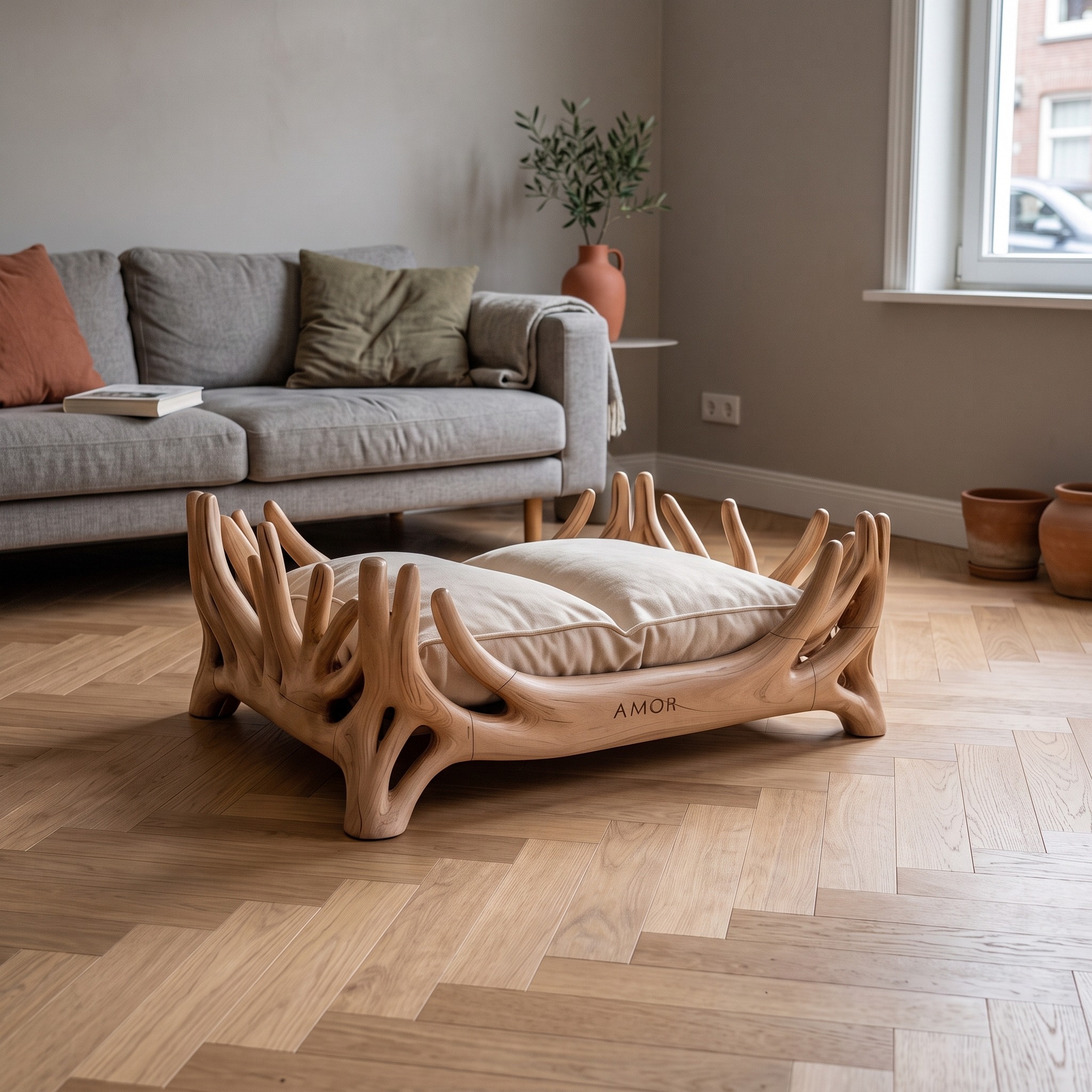 Rustic Pet Furniture Bed for Living Room and Home Space