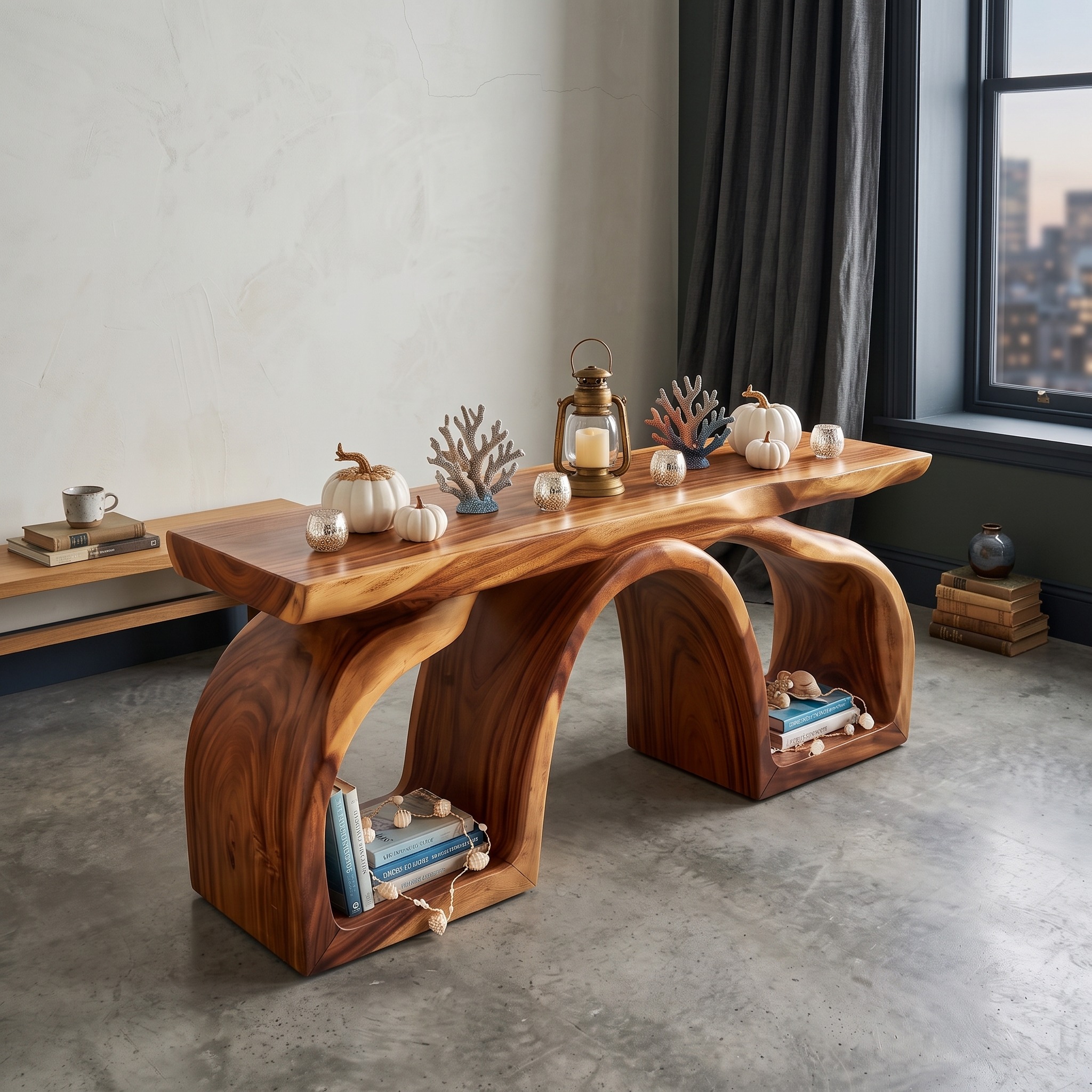 Rustic Pumpkin Live Edge Console Table Coastal Home
