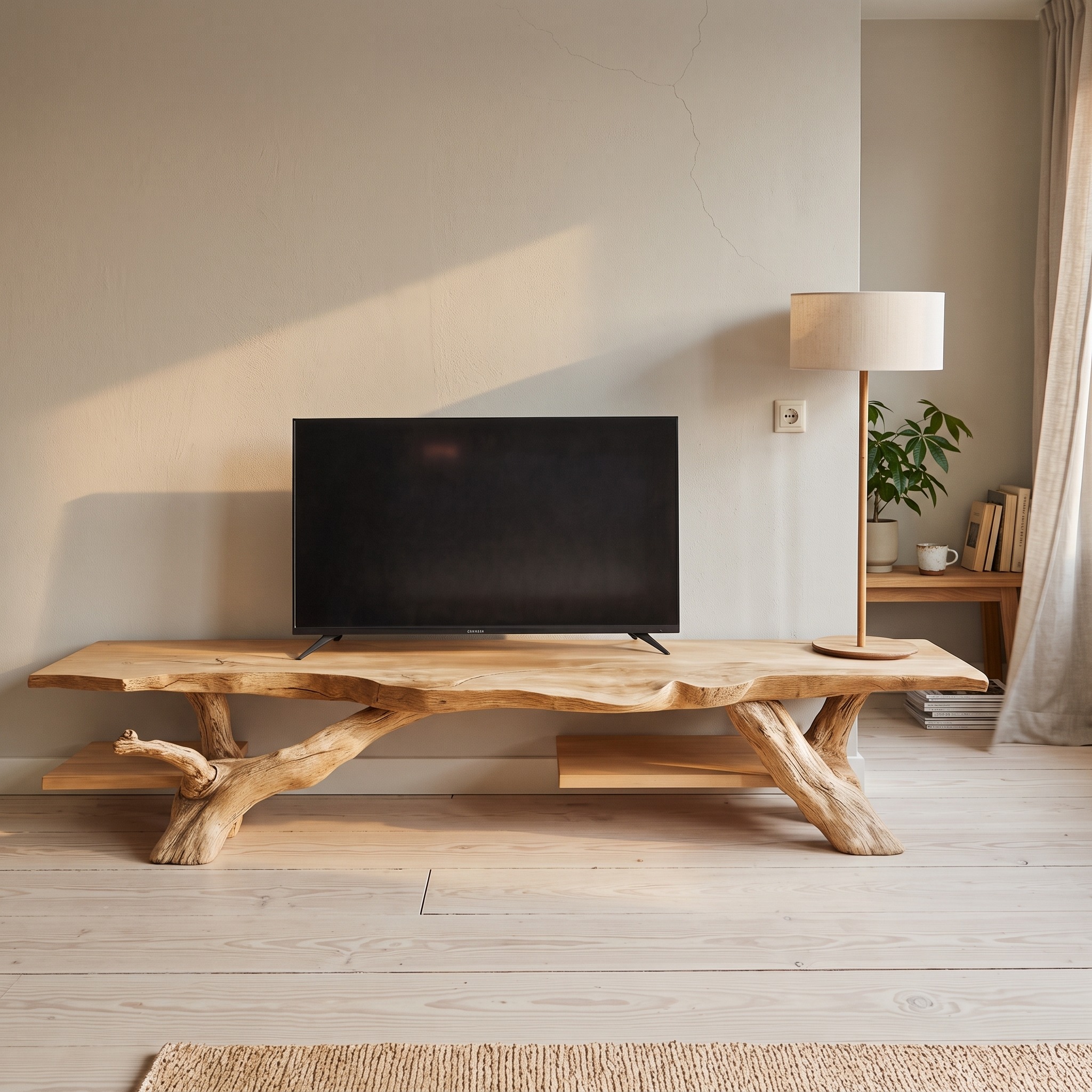 Rustic Reclaimed Wood TV Stand for Living Room and Entryway