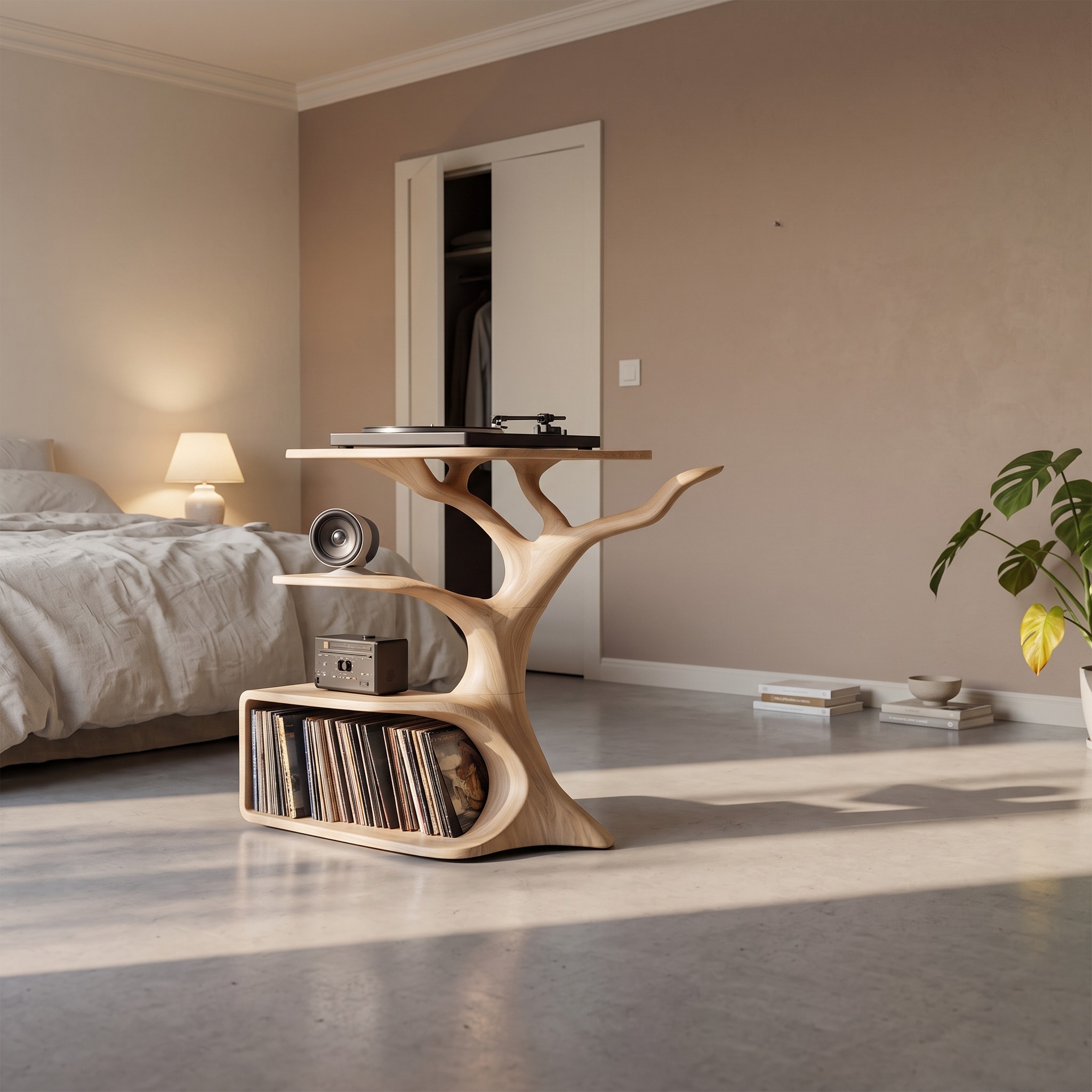 Rustic Record Player Table for Furniture and Audio