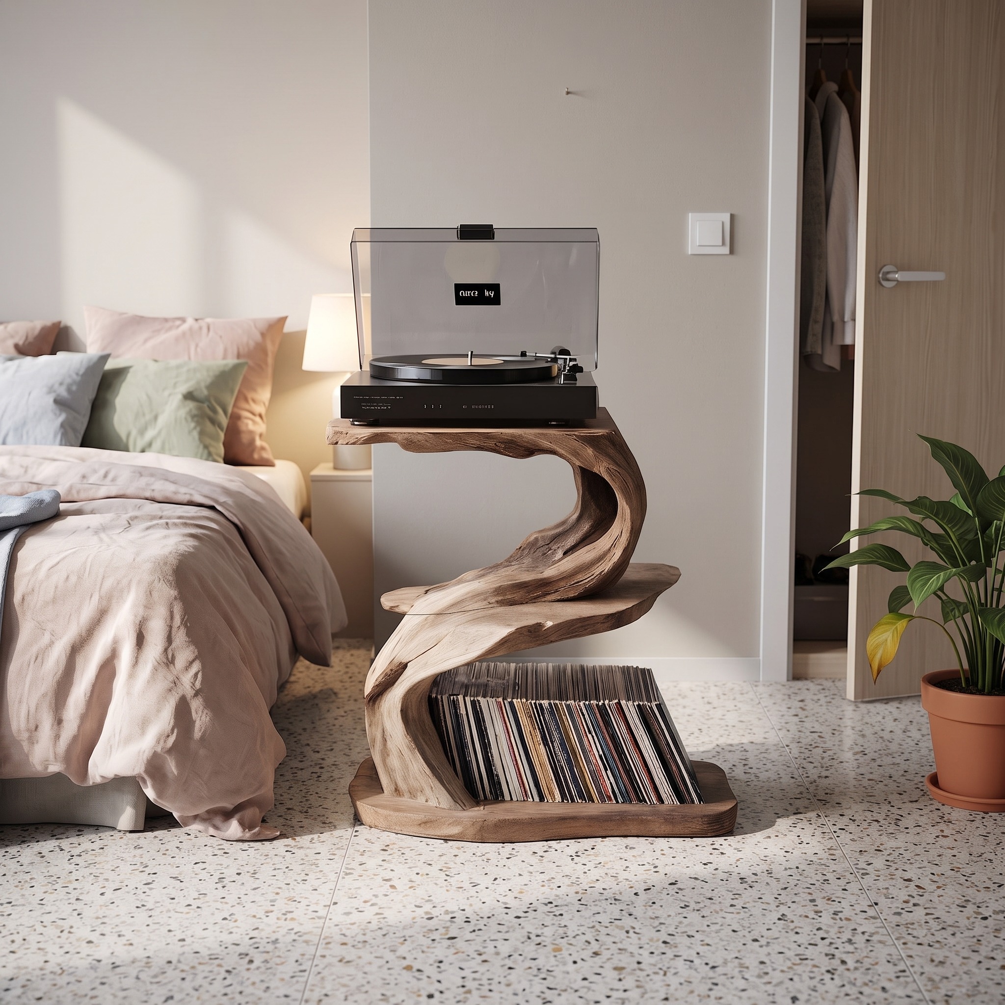 Rustic Record Stand Industrial Living Room Furniture
