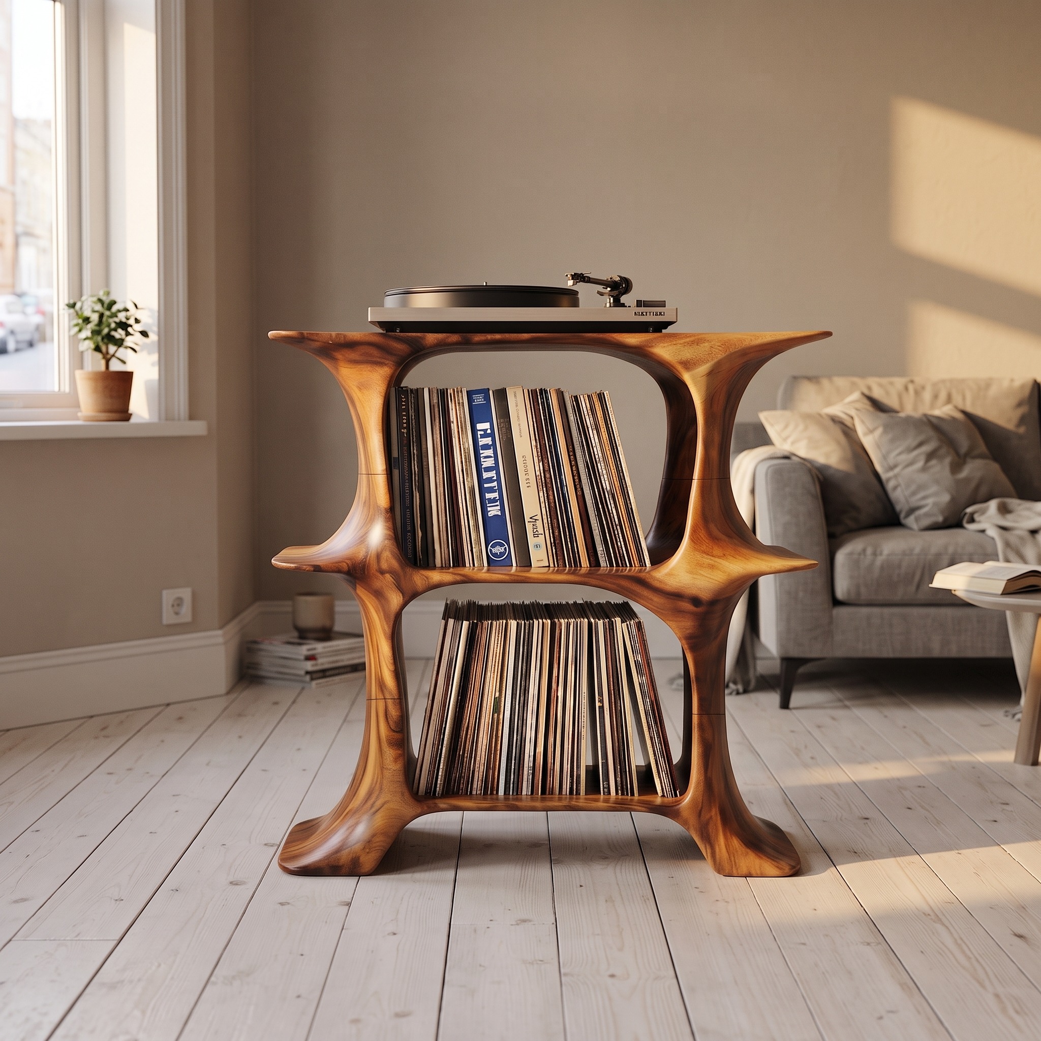 Rustic Record Stand Vintage Living Room Vibe