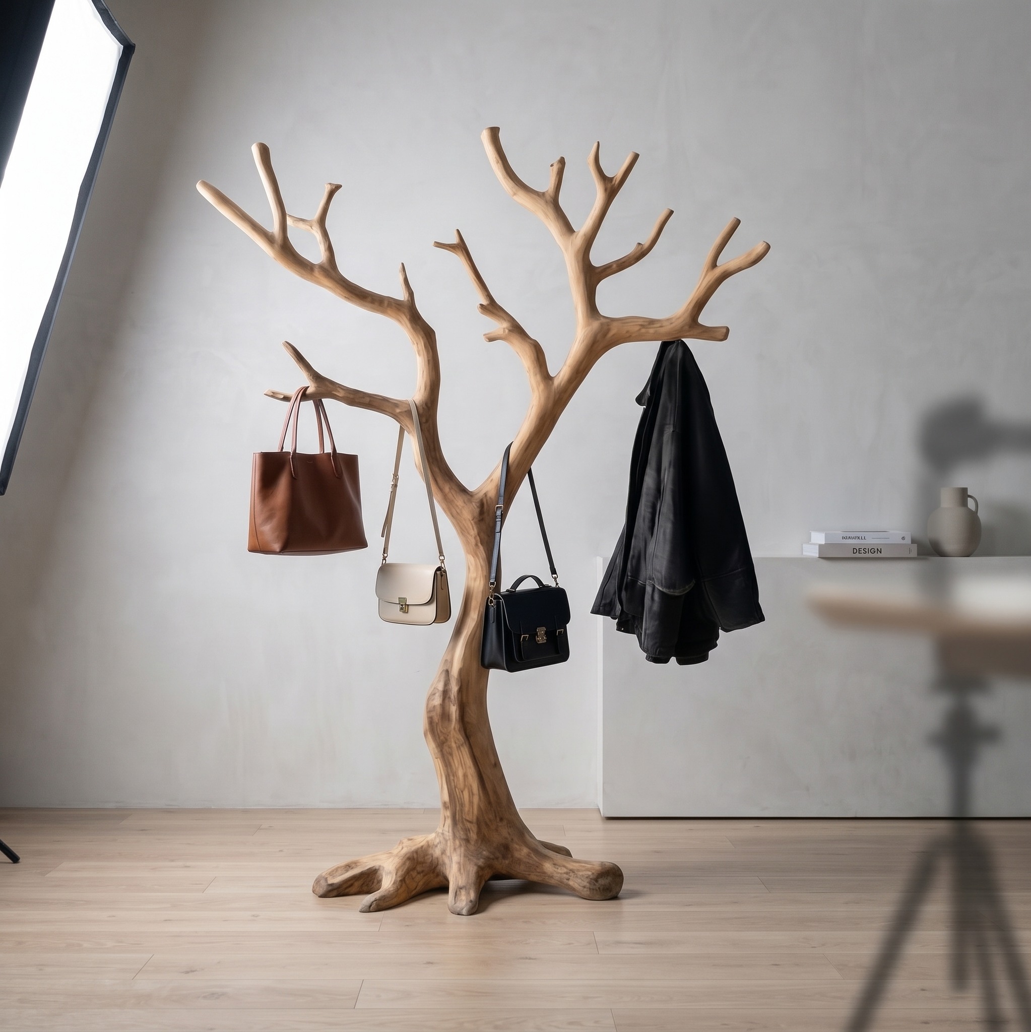 Rustic Sculptural Coat Rack for Entryway and Modern Rustic Interior