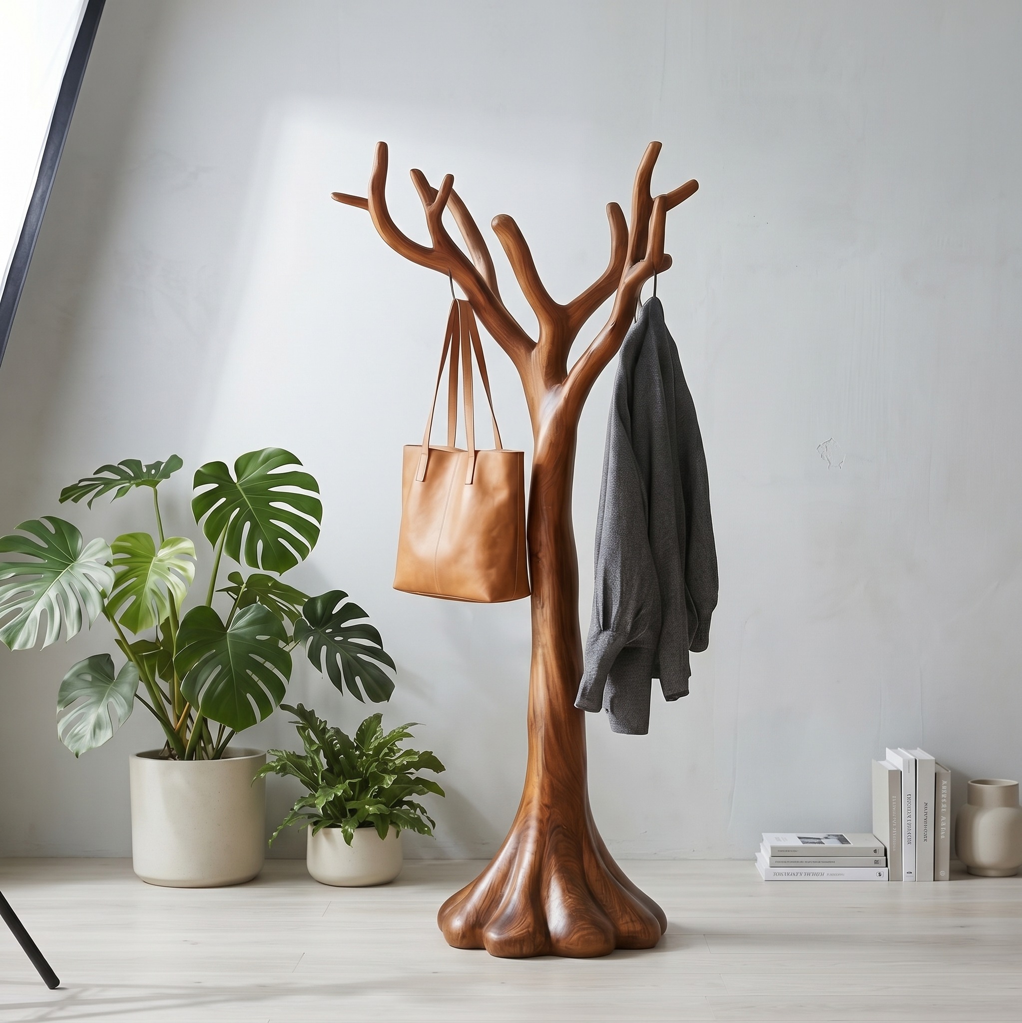 Rustic Sculptural Entryway Coat Rack for Living Room and Lounge