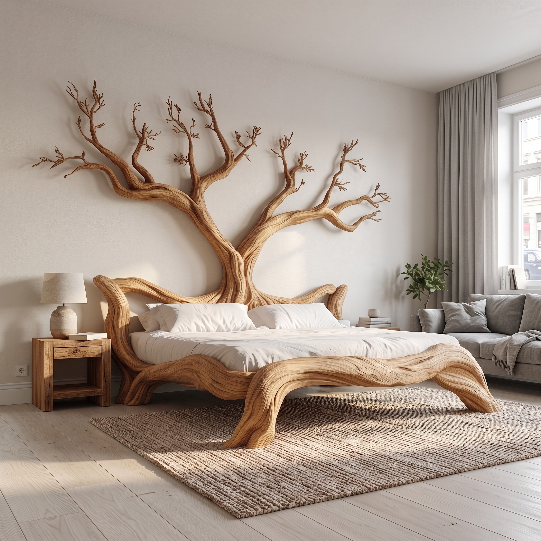 Rustic Sculptural Tree Bed Organic Bedroom
