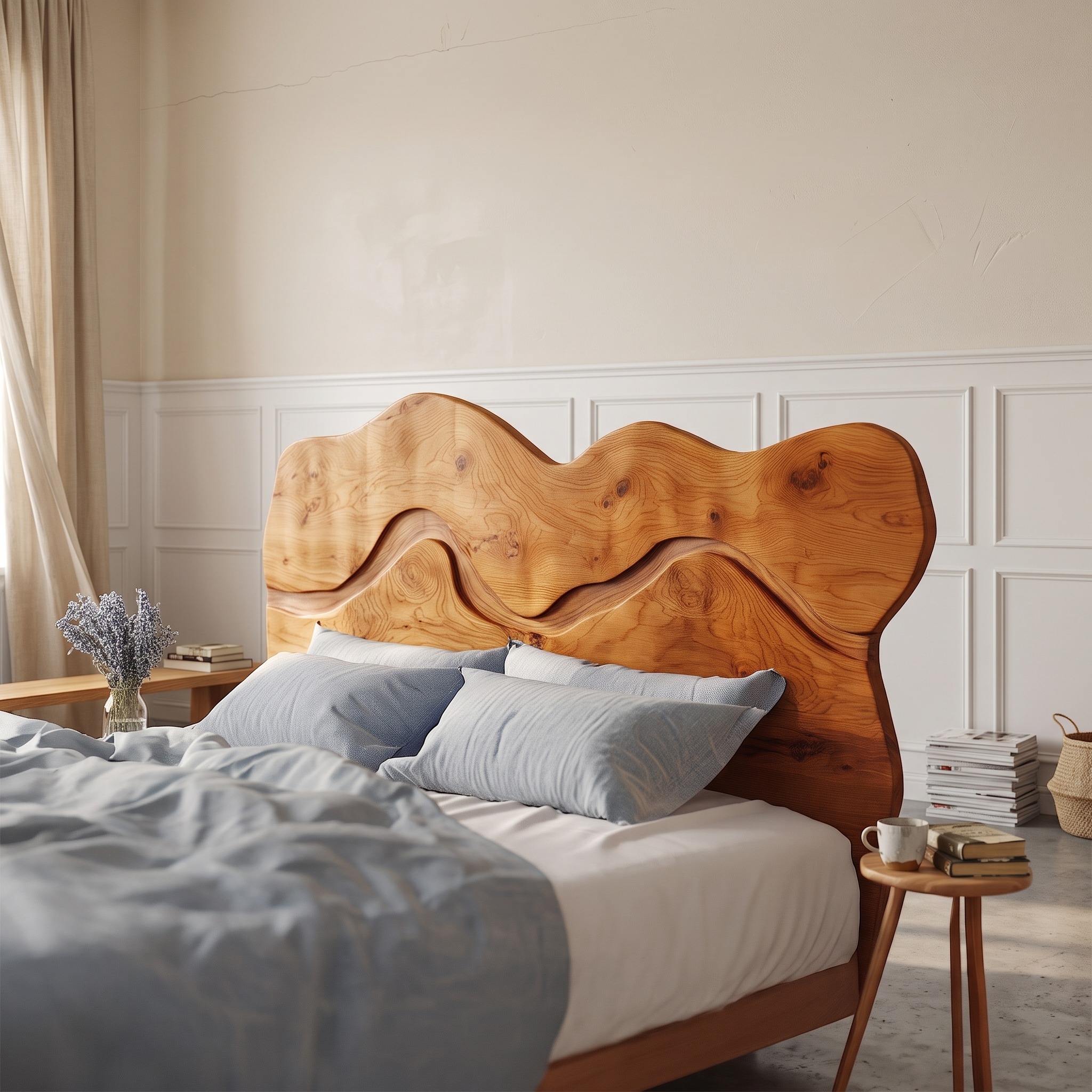 Rustic Sculptural Wall Headboard for Bedroom and Sleeping Space
