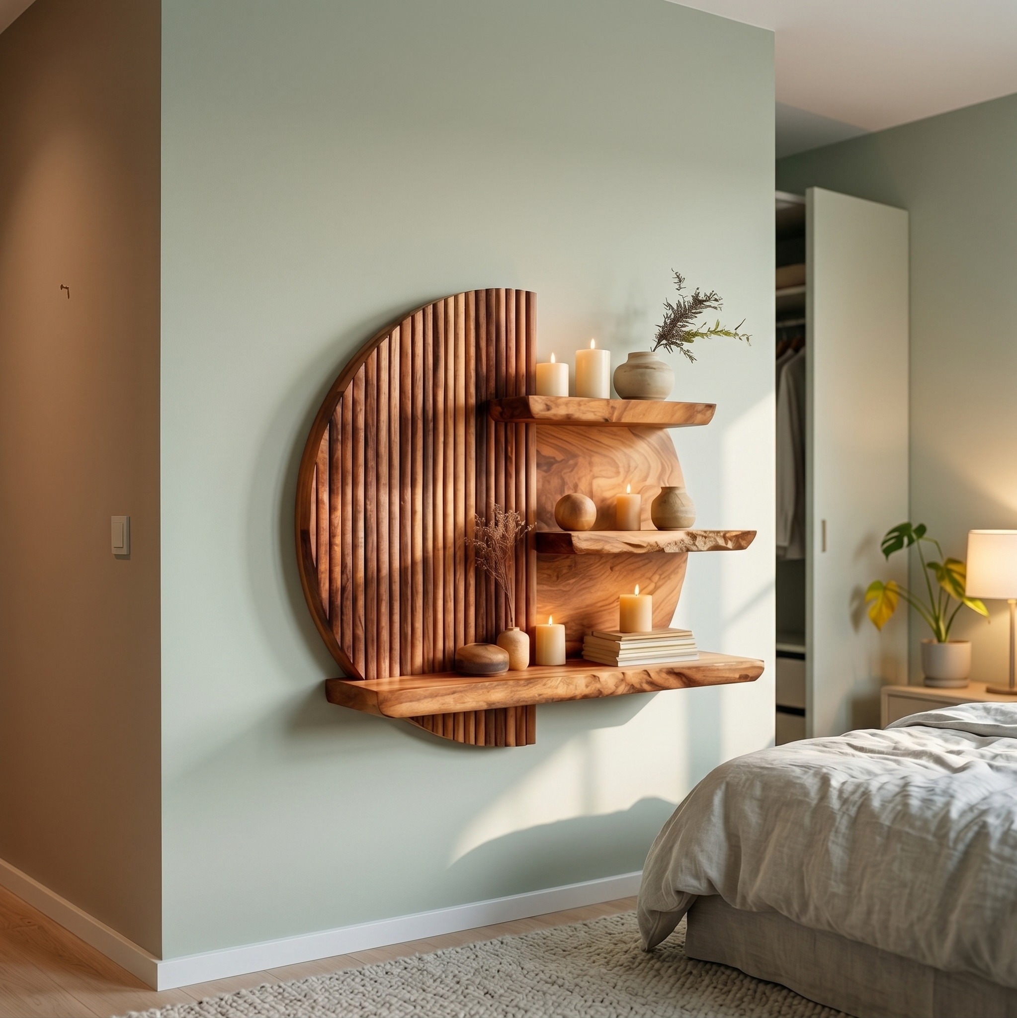 Rustic Sculptural Wall Shelf for Living Room and Decorative Wall
