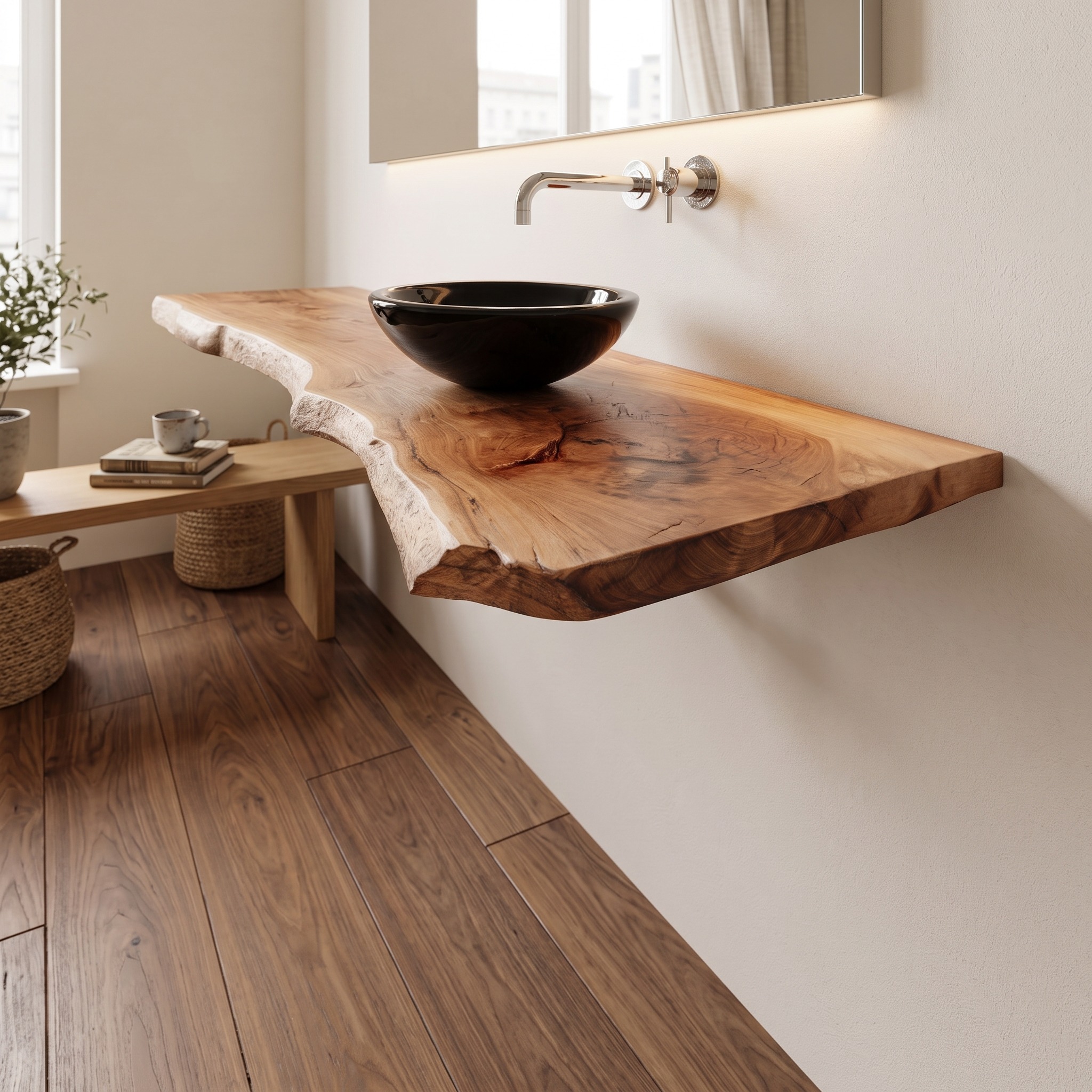 Rustic Shelf Natural Edge Vanity Bedroom