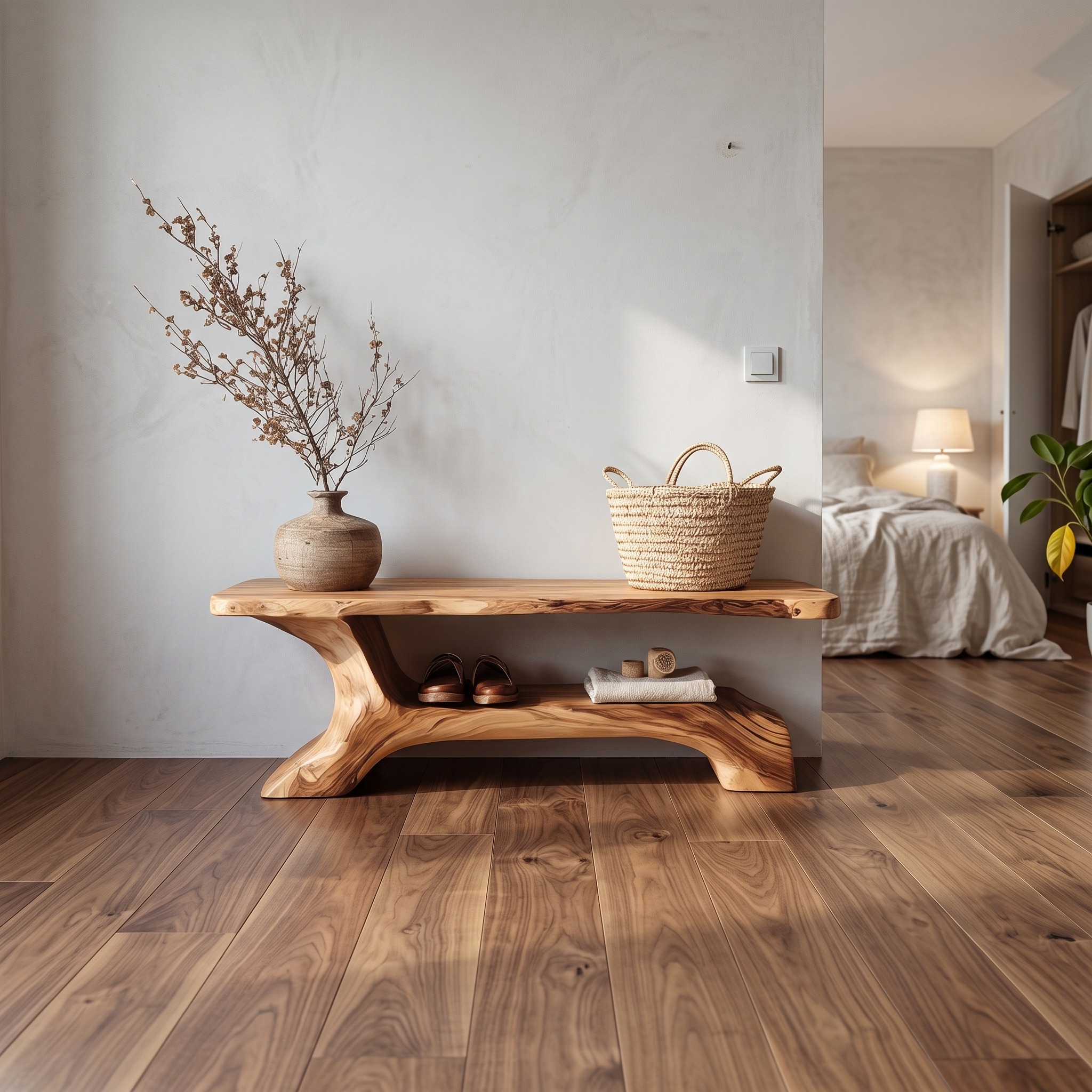 Rustic Shoe Bench Hallway Living Room Entryway
