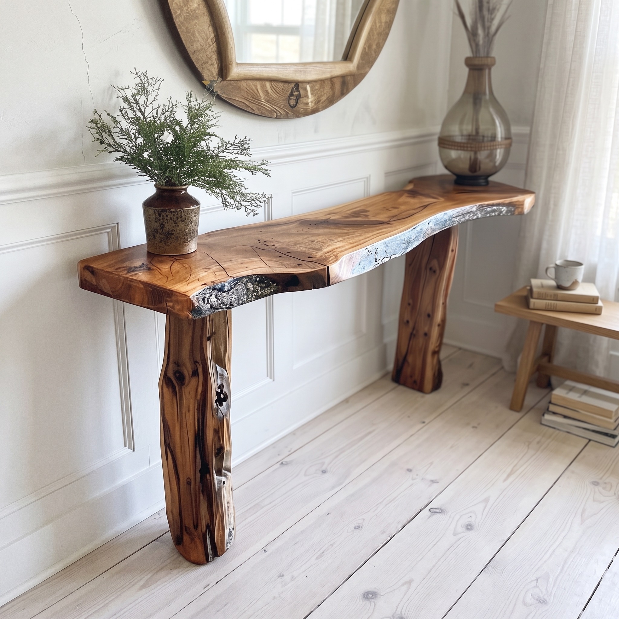 Rustic Side Table Dark Wood Console Table