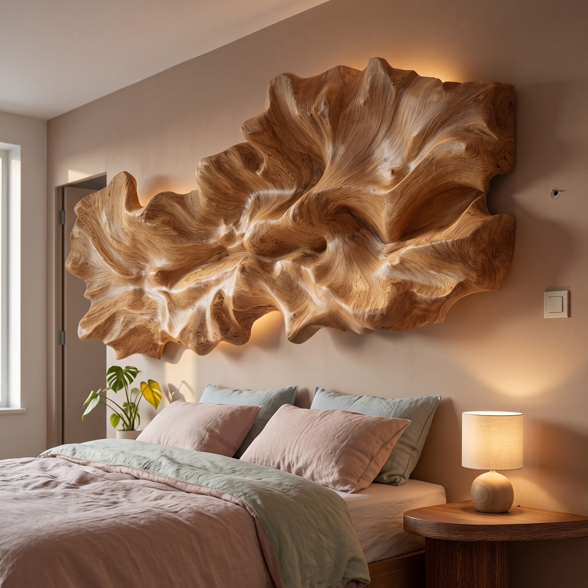 Rustic Signature Sculpted Wood Headboard Solid Wood Bedroom Interior Gallery Feature