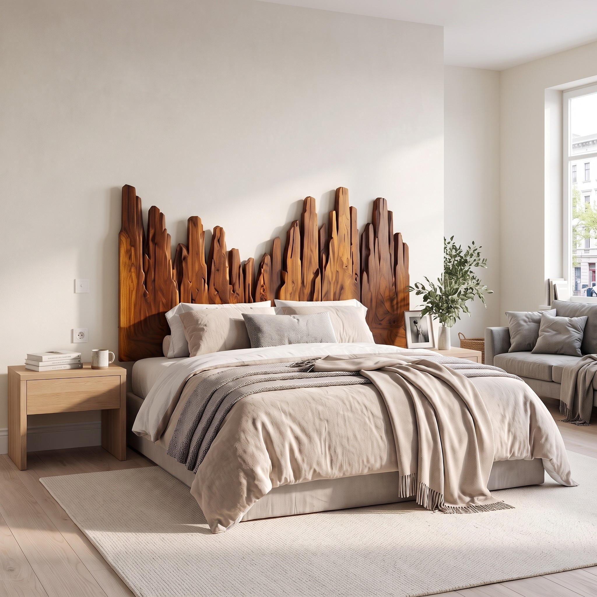 Rustic Skyline Headboard Wooden Bed Headboard for Bedroom