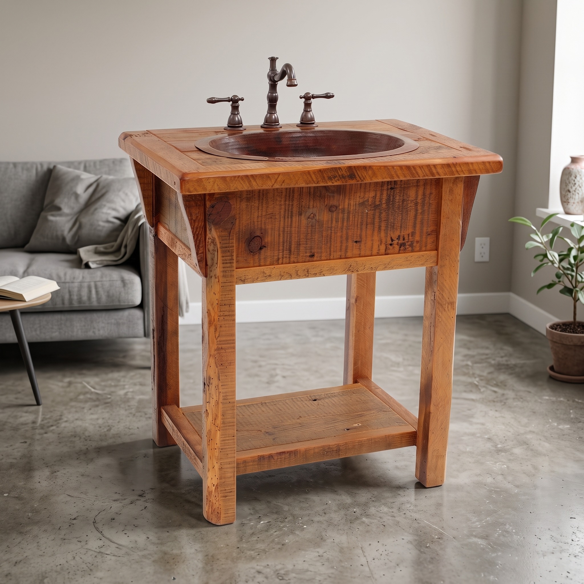 Rustic Solid Wood Bathroom Vanity