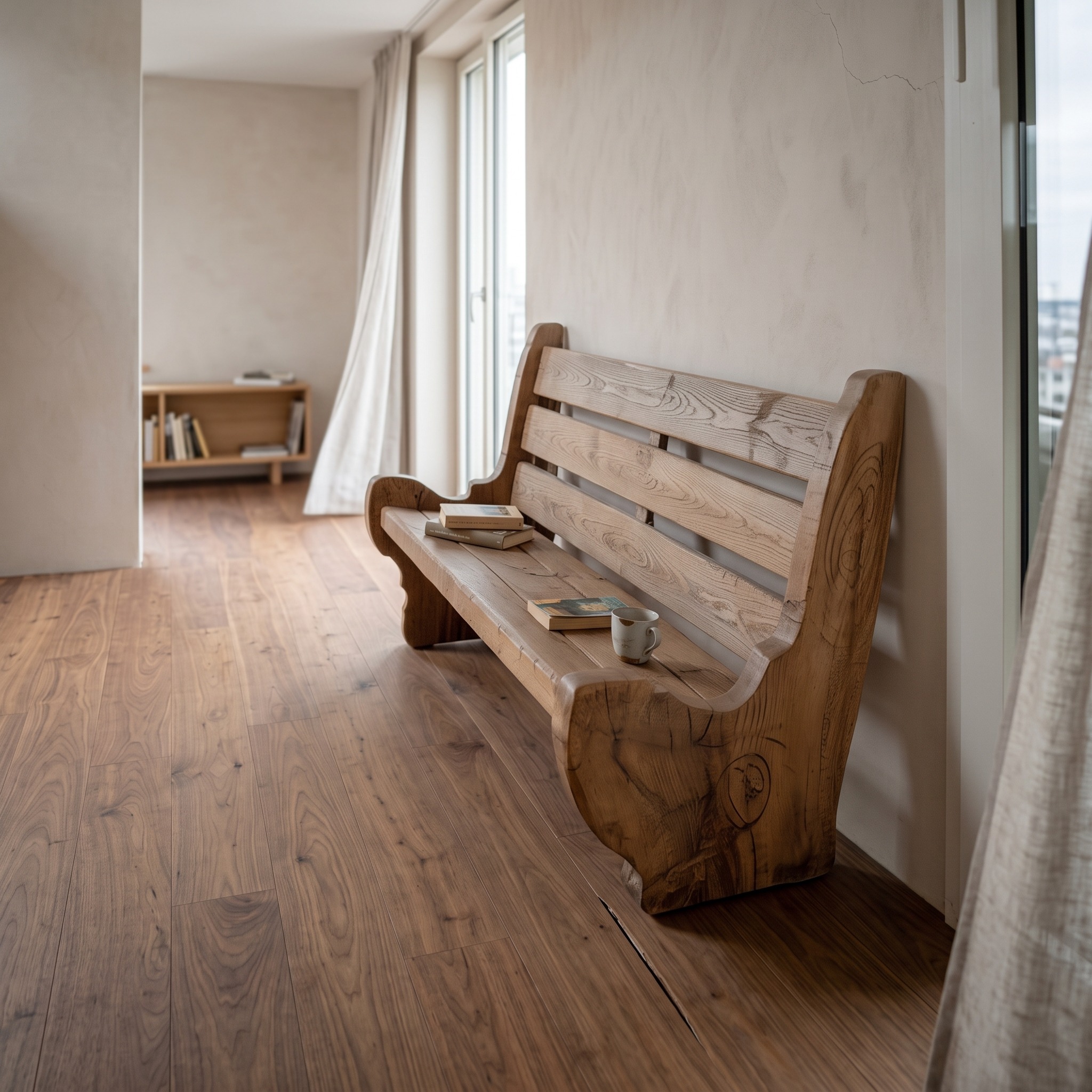 Rustic Solid Wood Bench for Home and Garden Seating