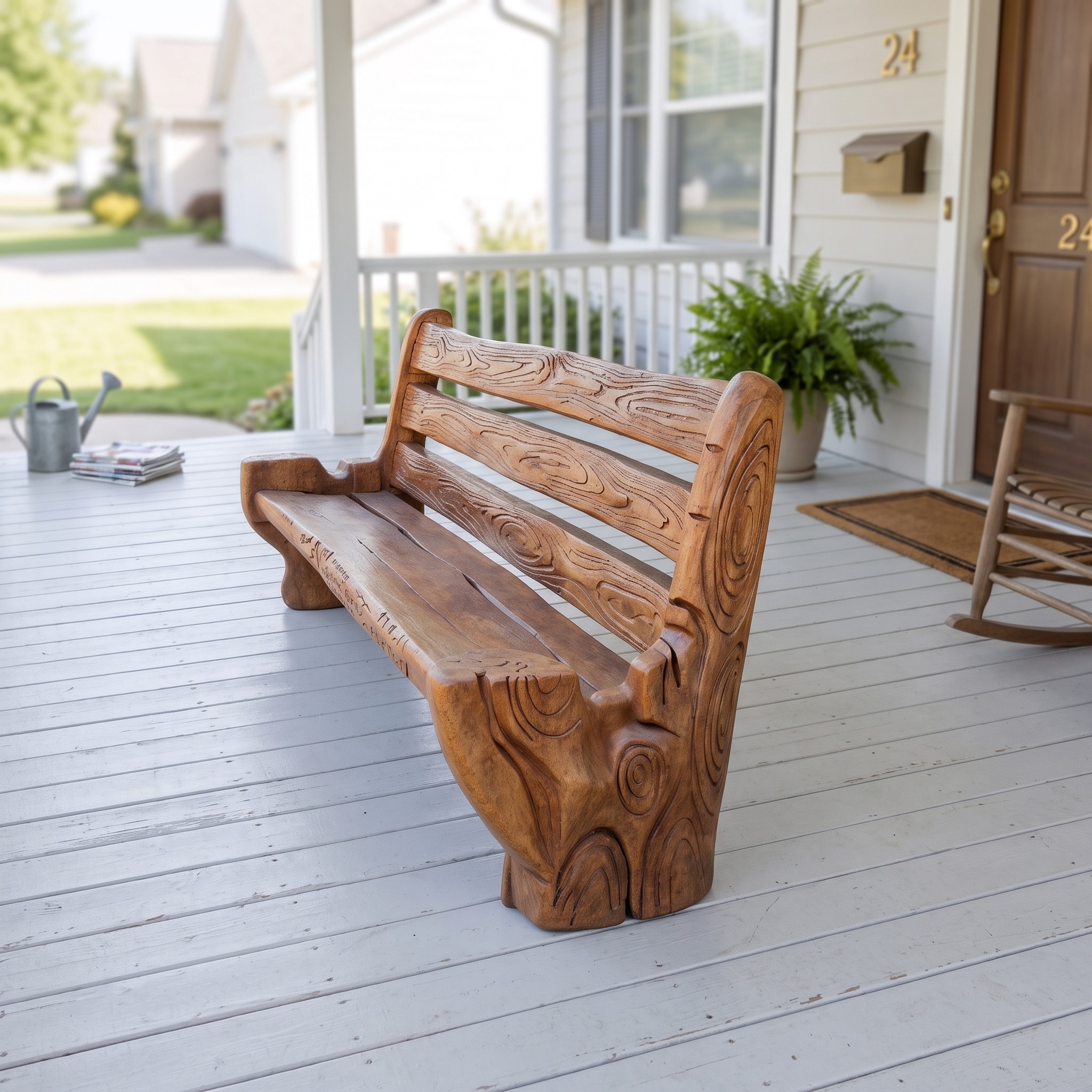 Rustic Solid Wood Bench for Natural Seating in Garden and Patio Spaces
