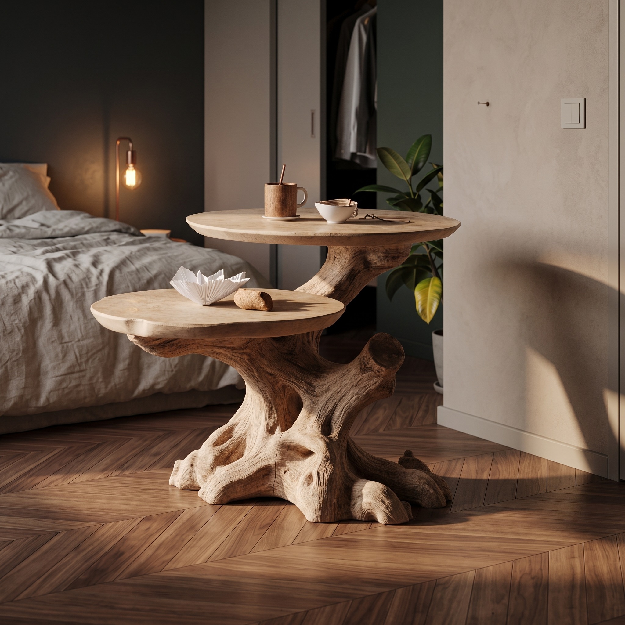 Rustic Solid Wood End Table Living Room Decor