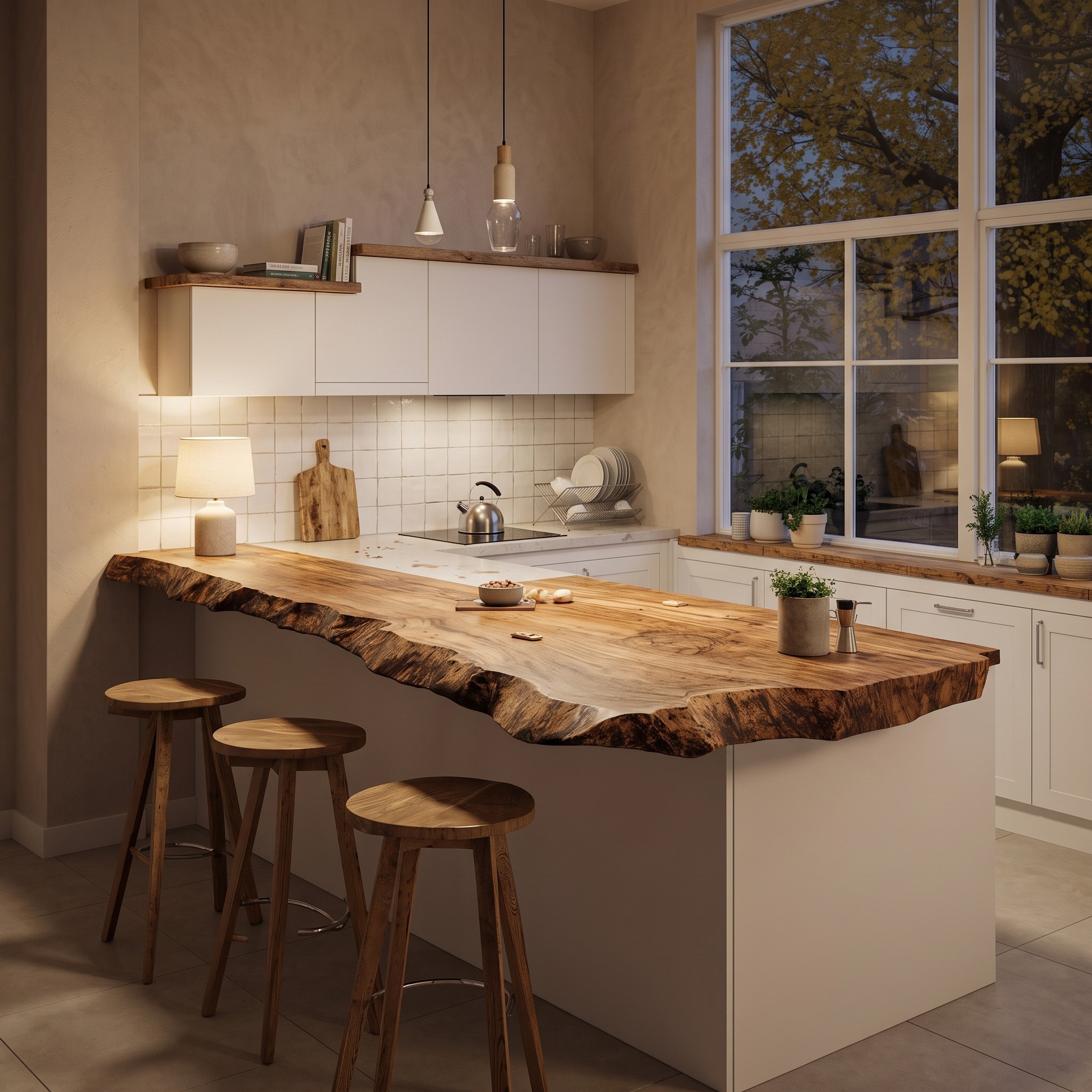 Rustic Solid Wood Kitchen Tabletop for Harmonious Furniture Styling