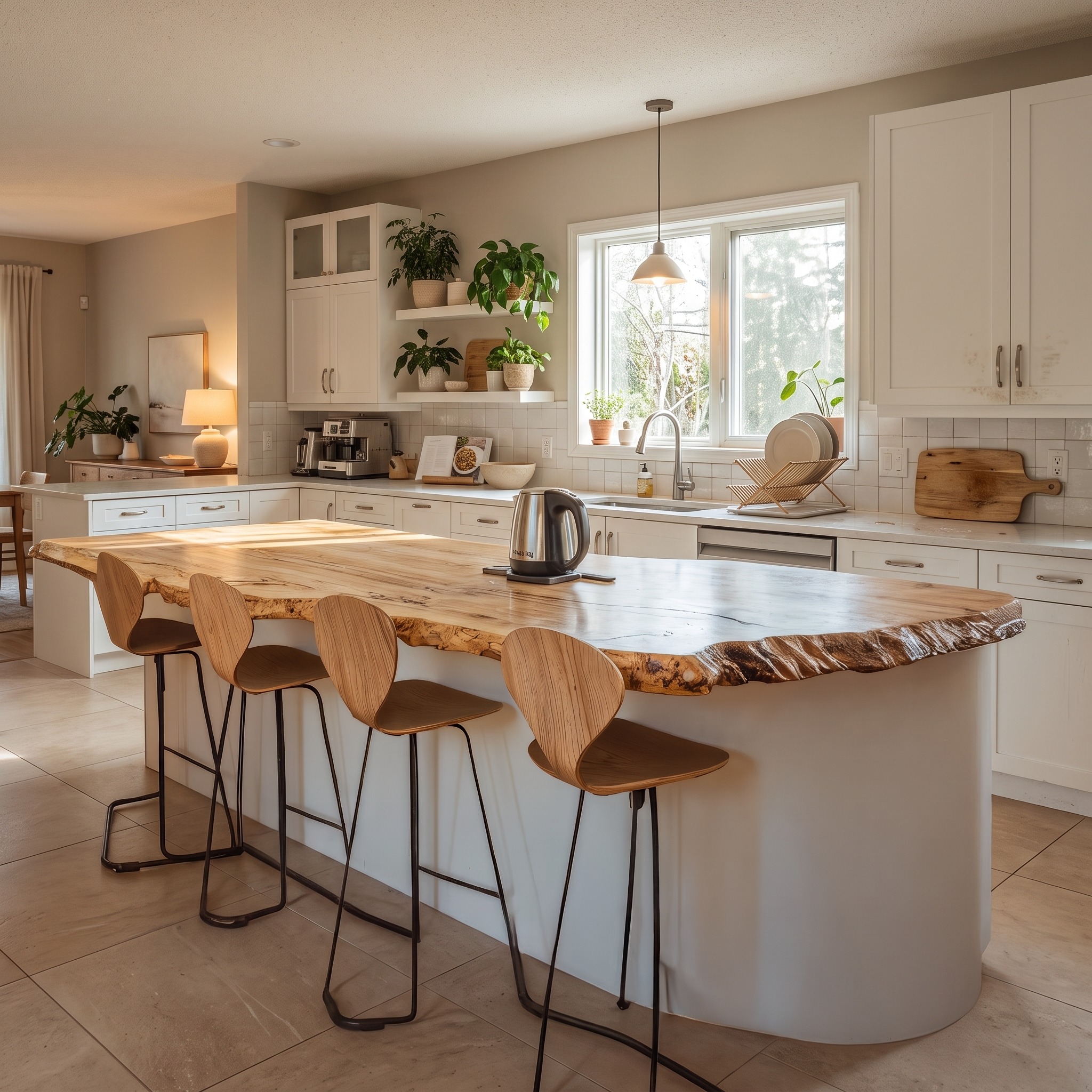 Rustic Solid Wood Kitchen Tabletop for Seamless Interior Aesthetic