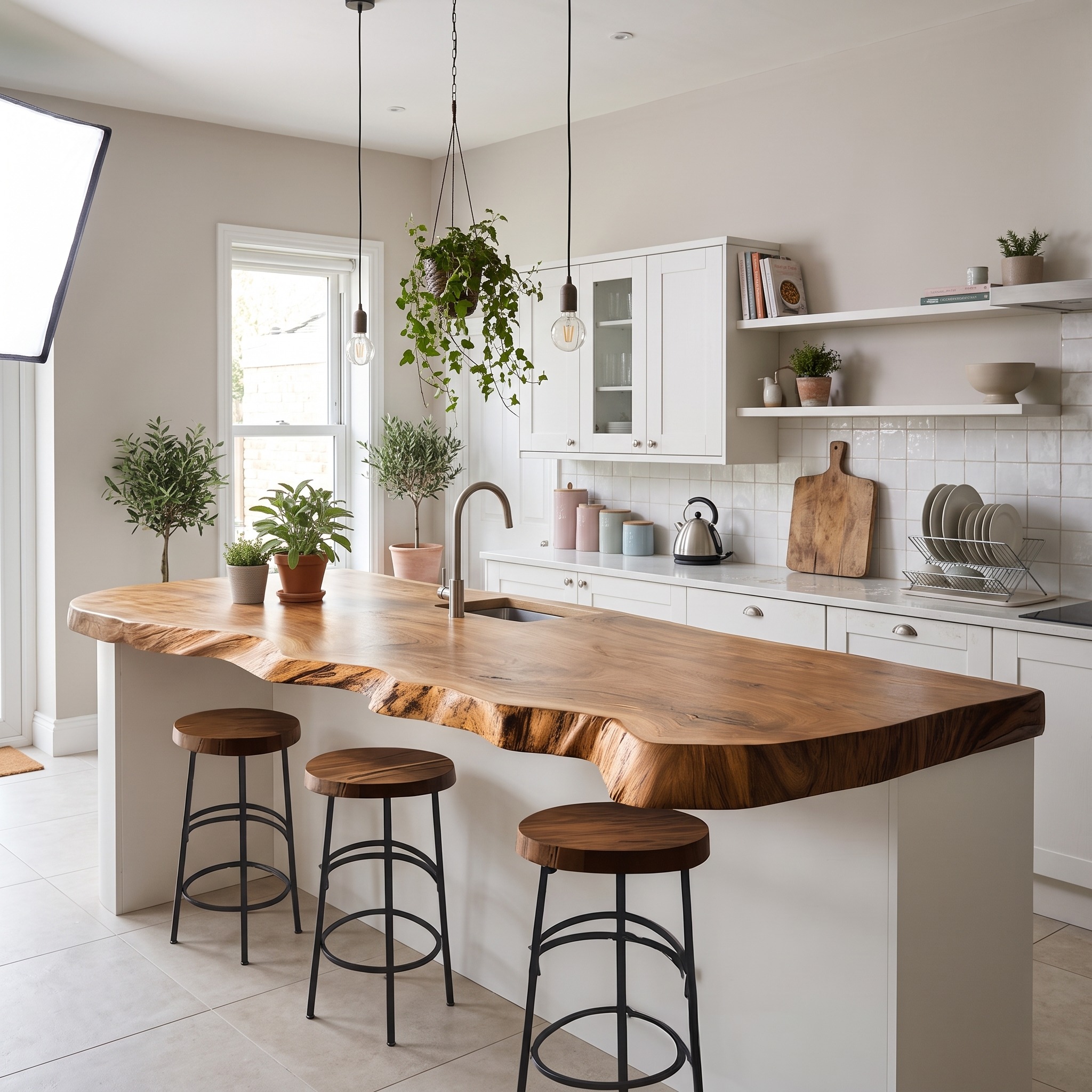 Rustic Solid Wood Kitchen Tabletop for Warm and Inviting Dining Space