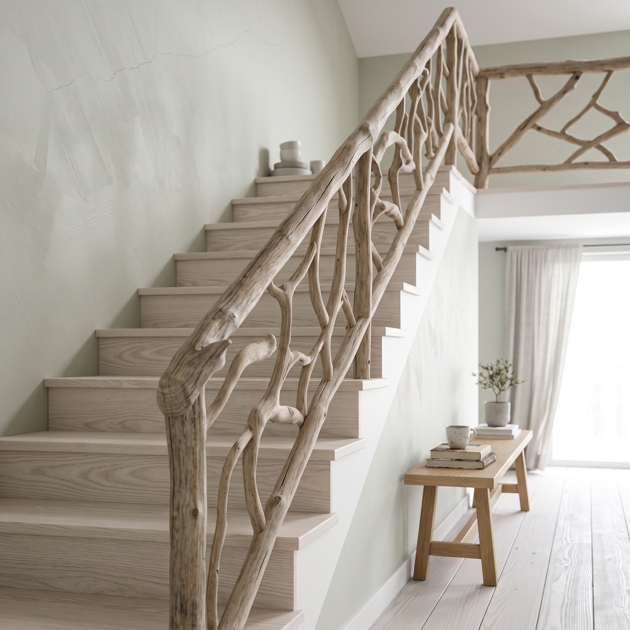 Rustic Solid Wood Stair Railing Home Interior
