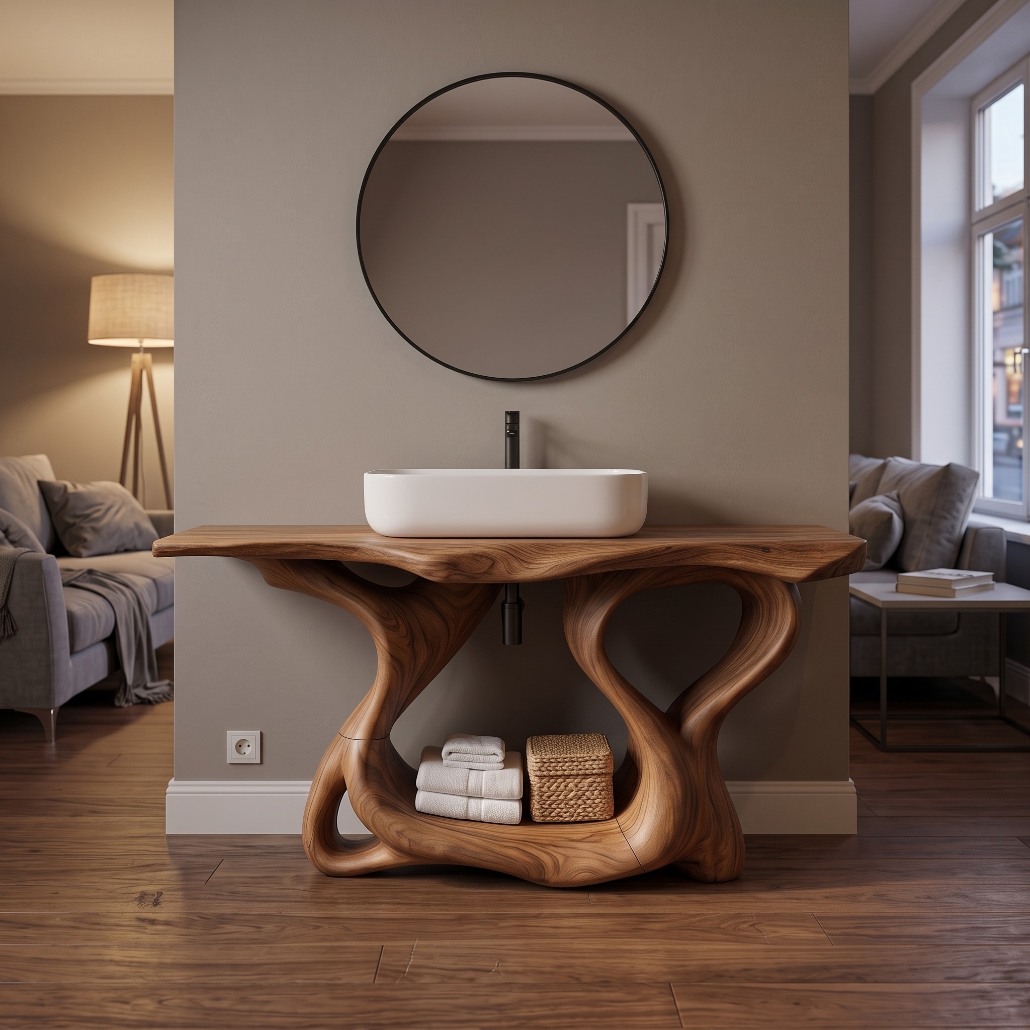 Rustic Solid Wood Vanity for Bathroom Furniture Decor