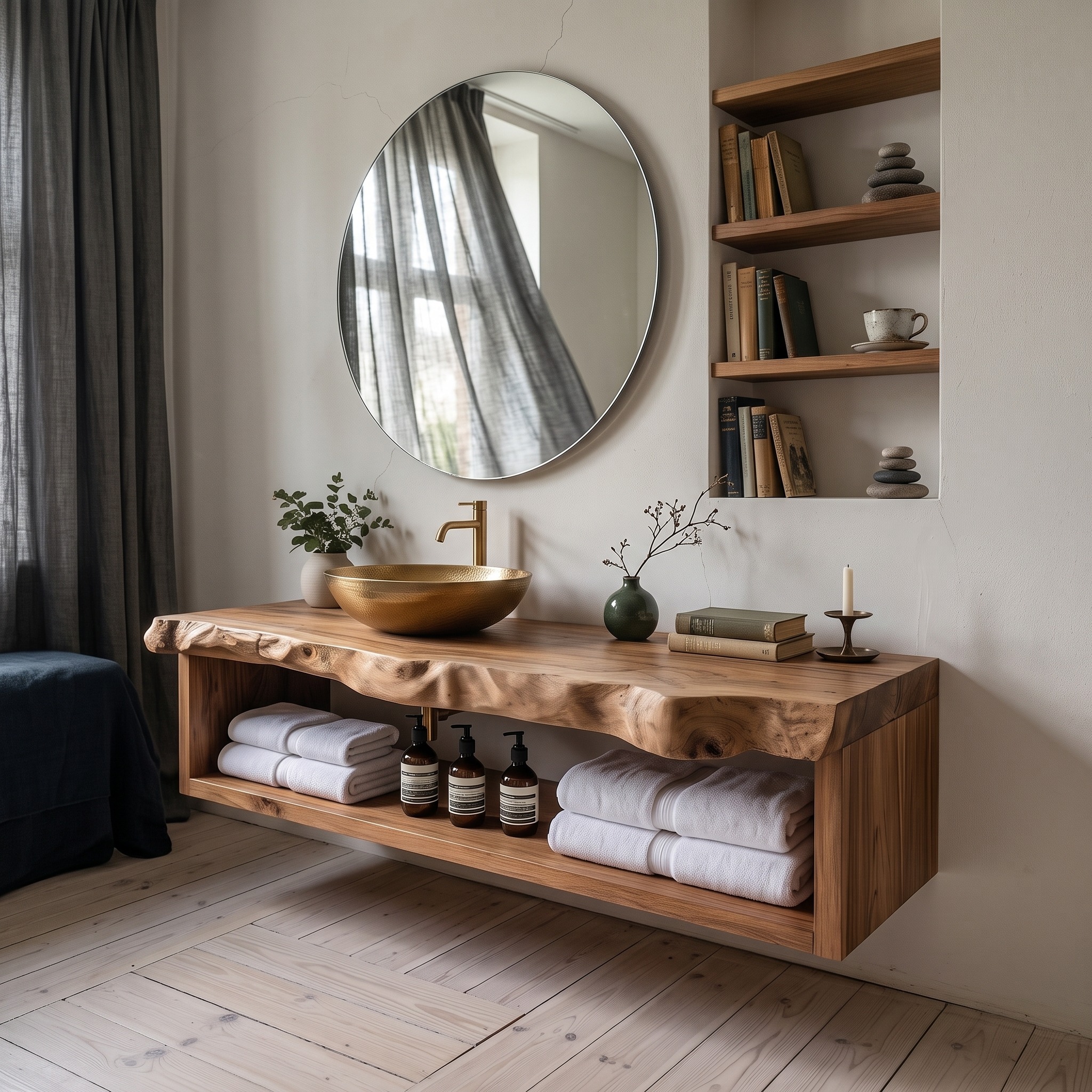 Rustic Solid Wood Vanity for Cozy Bathroom Furniture Decor
