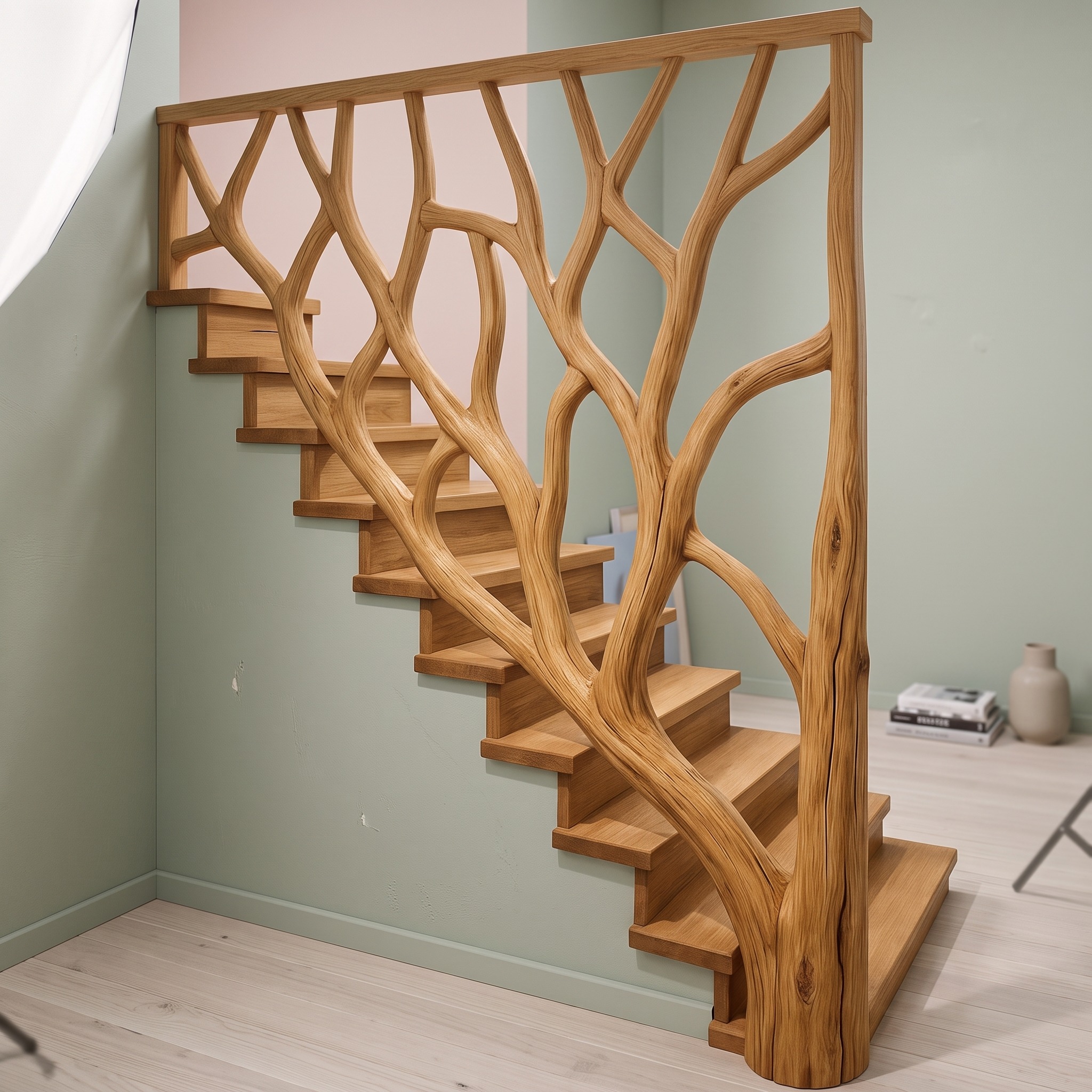 Rustic Stair Railing for Staircase and Entryway