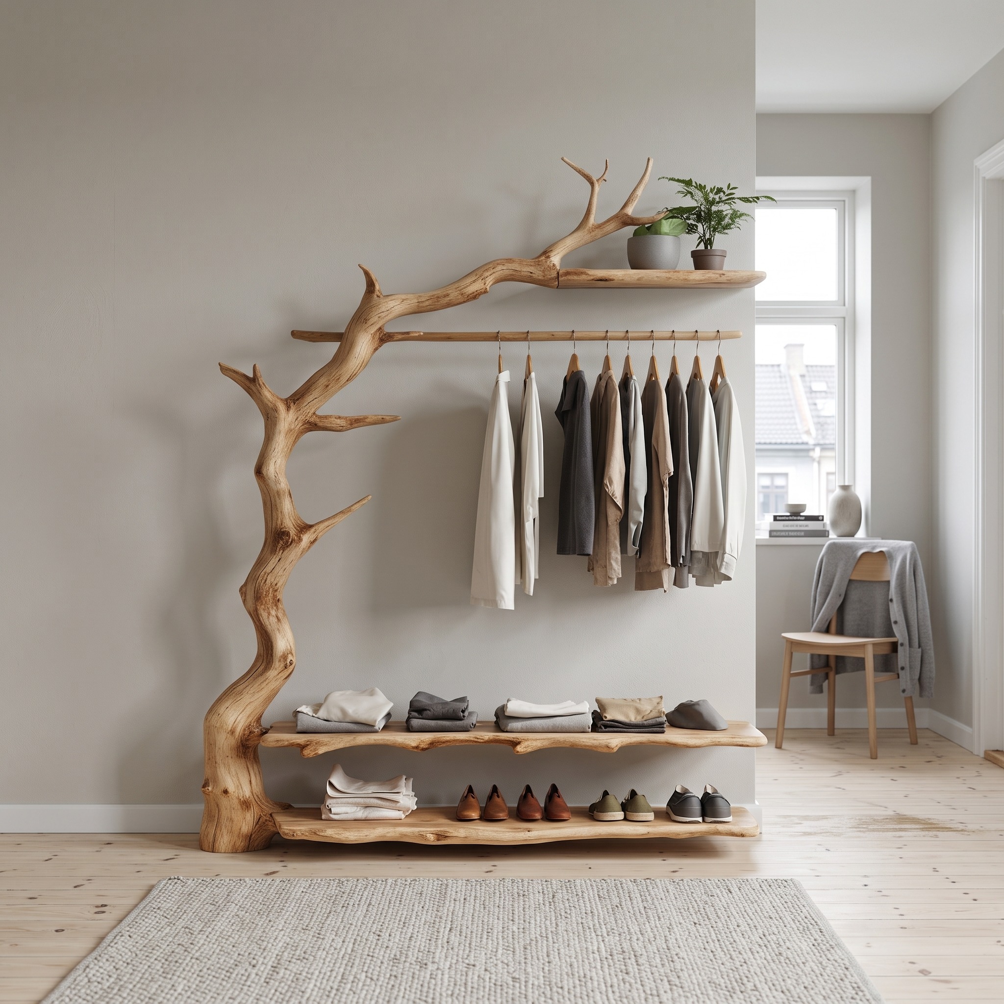 Rustic Standing Coat Rack Wall Clothes Rack Tree Branch Coat Rack