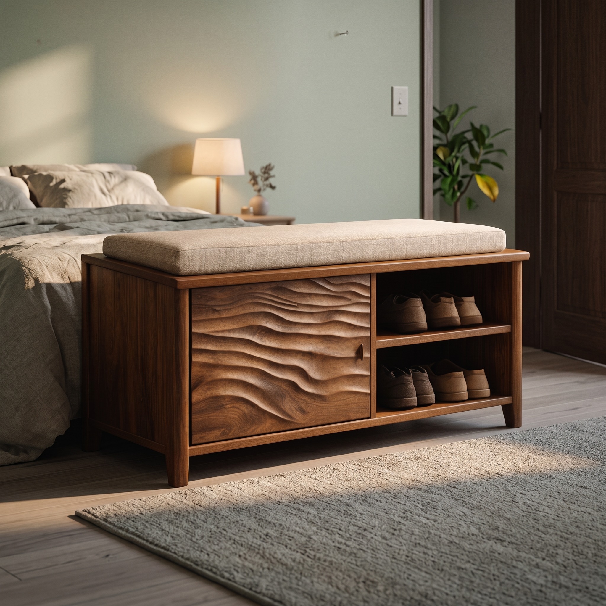 Rustic Storage Seating Bench for Entryway and Home Space
