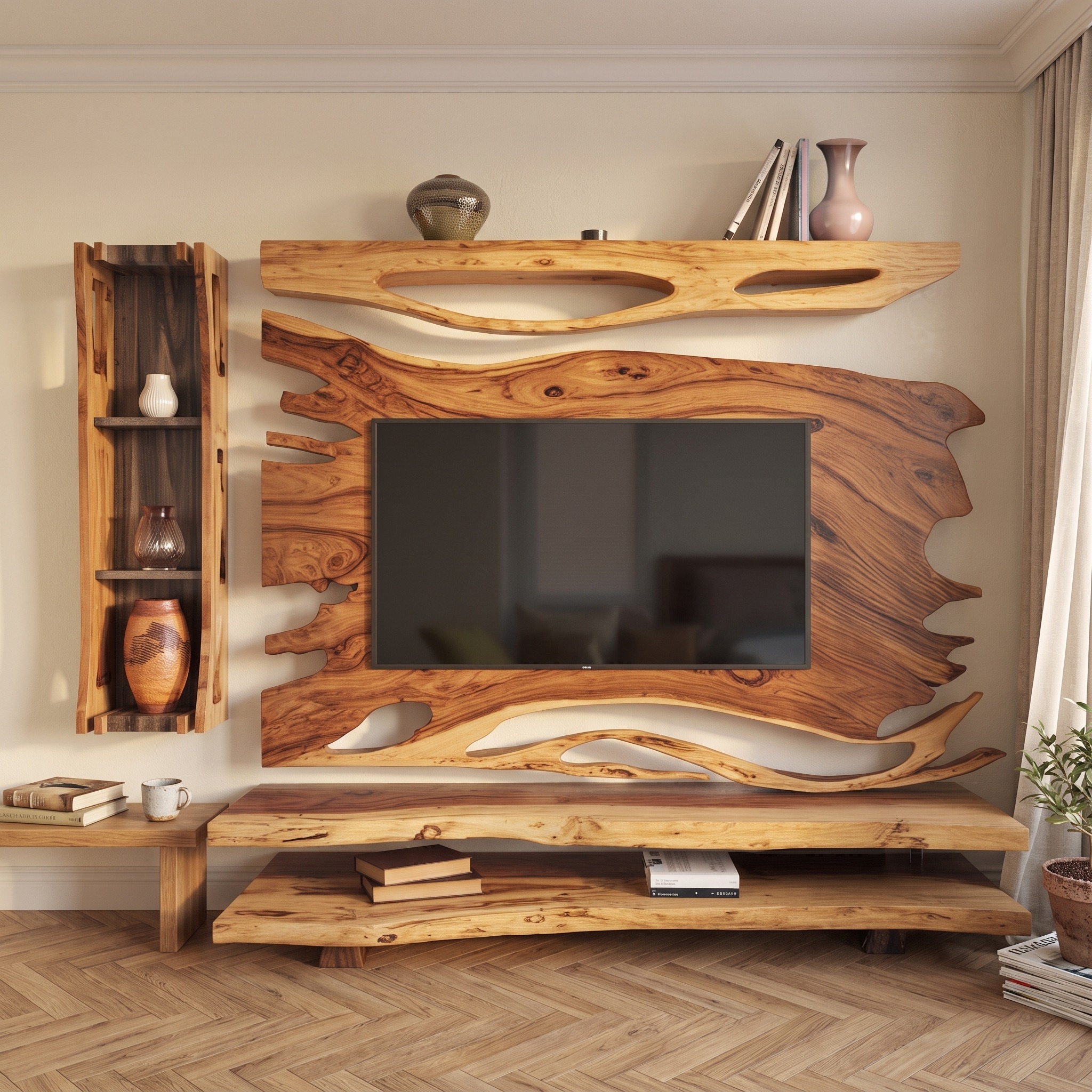 Rustic Style Tv Shelf for Living Room and Entertainment Area