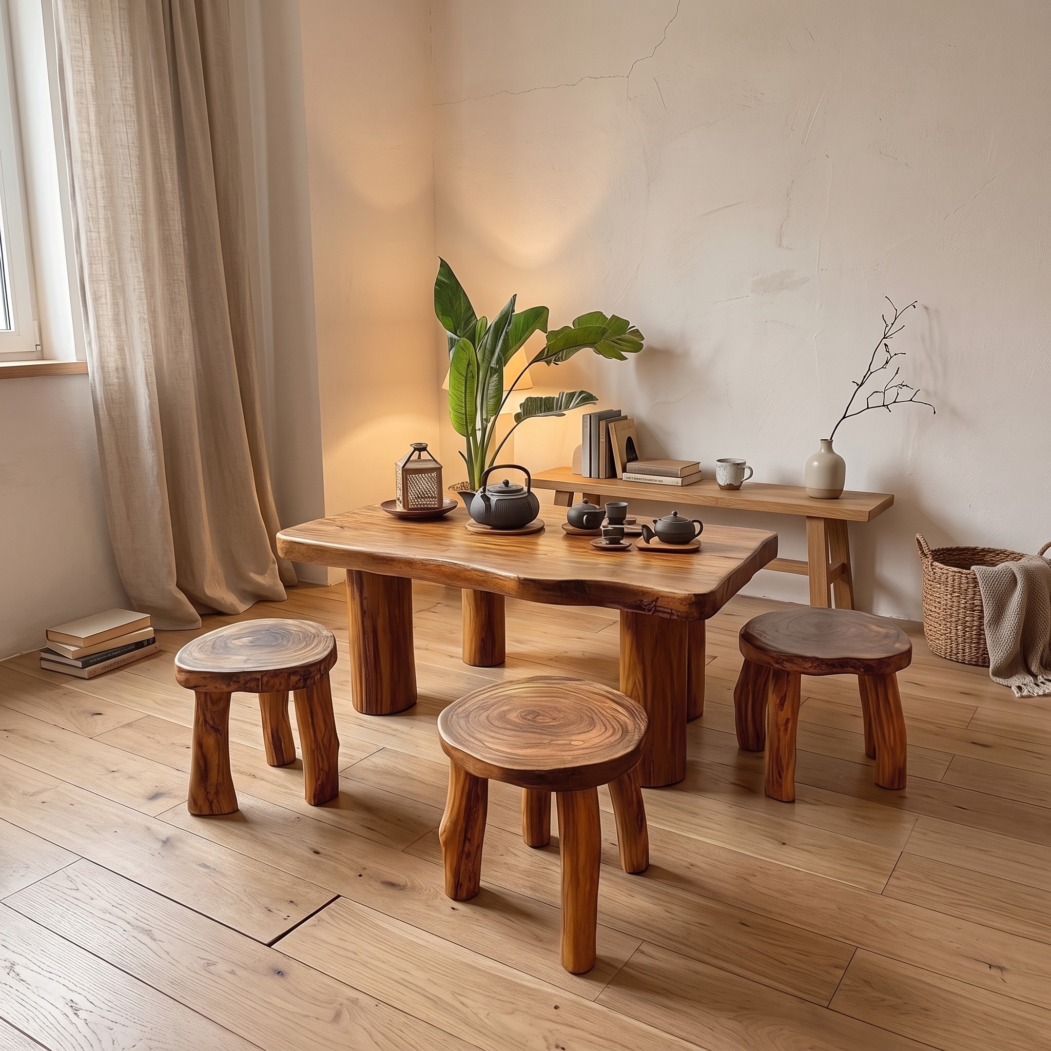 Rustic Table and Chair Sets Natural Colors Decor Room Gift