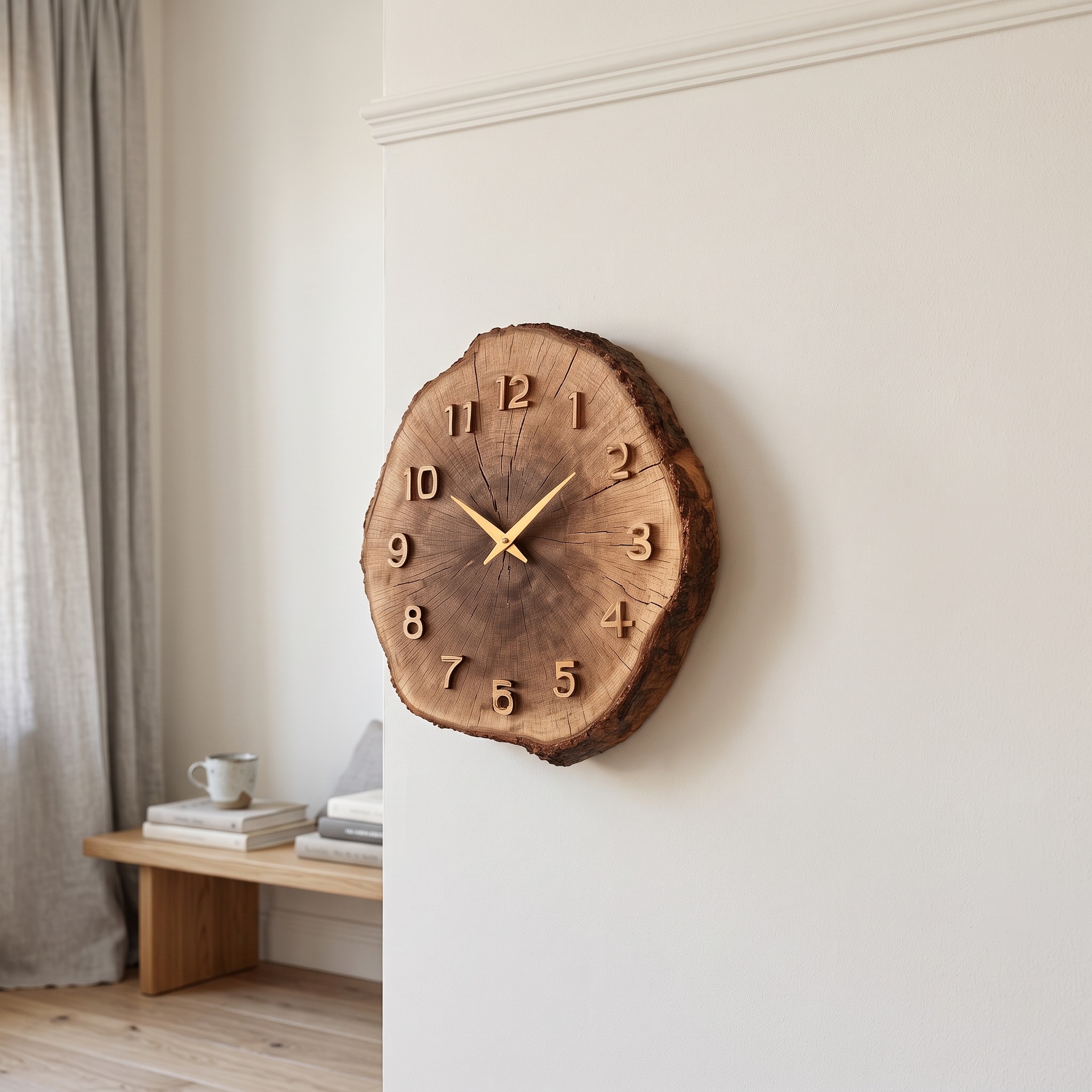 Rustic Timber Slice Wall Clock Entryway or Hallway