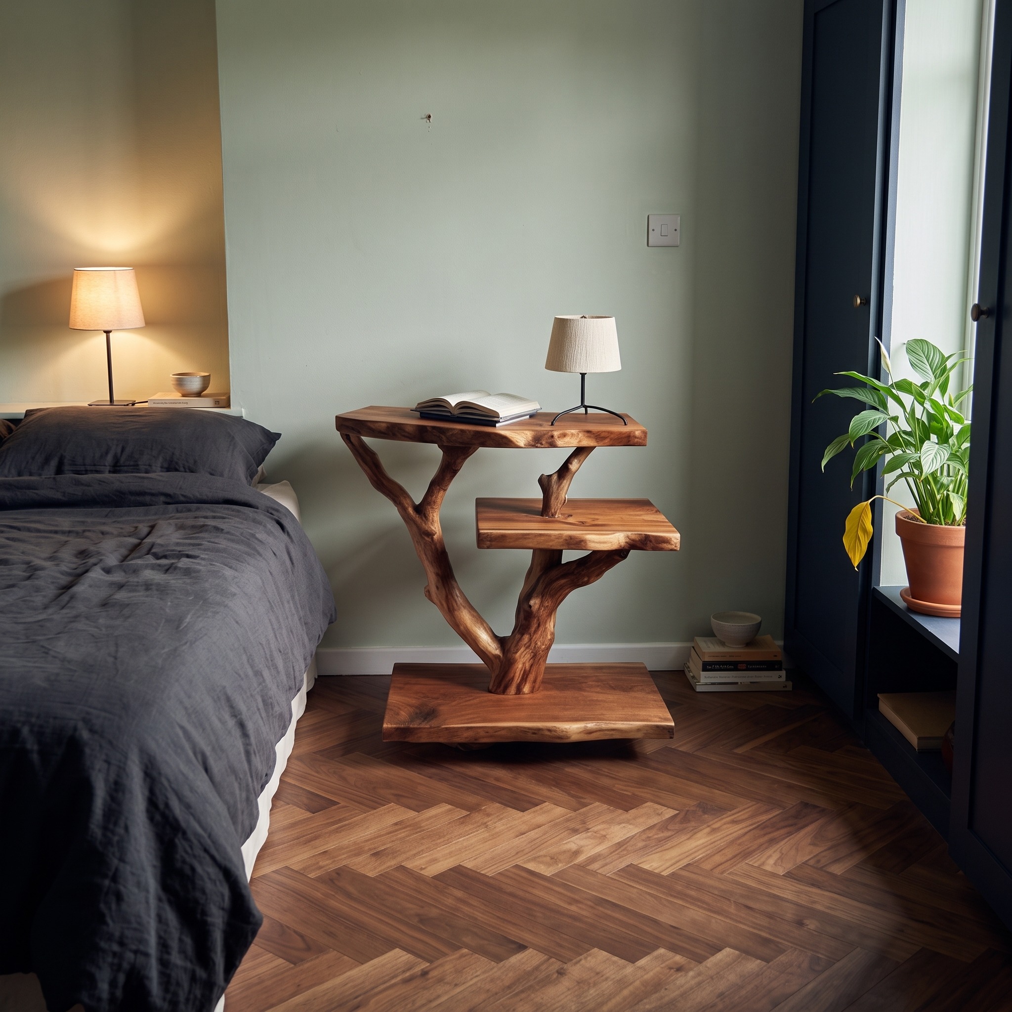 Rustic Tree Bedside Table Bedroom Living Room