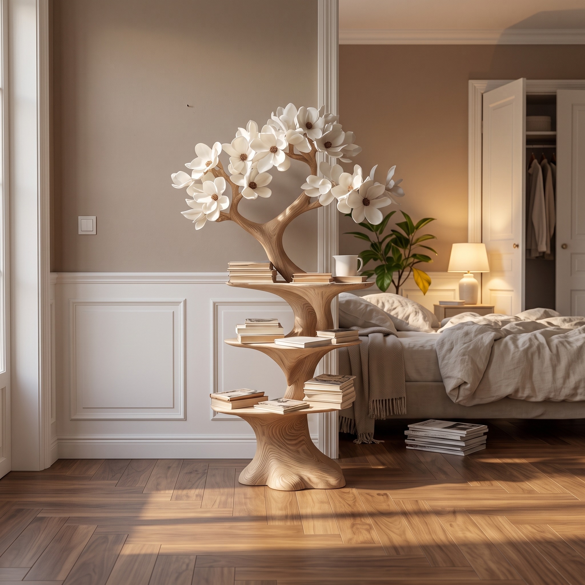 Rustic Tree Bedside Table Bedroom