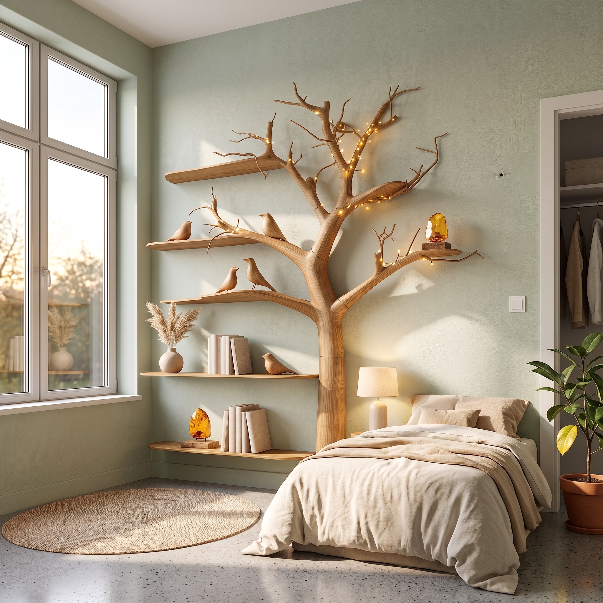 Rustic Tree Bookcase Bedroom Kids Room Tree Bookshelf