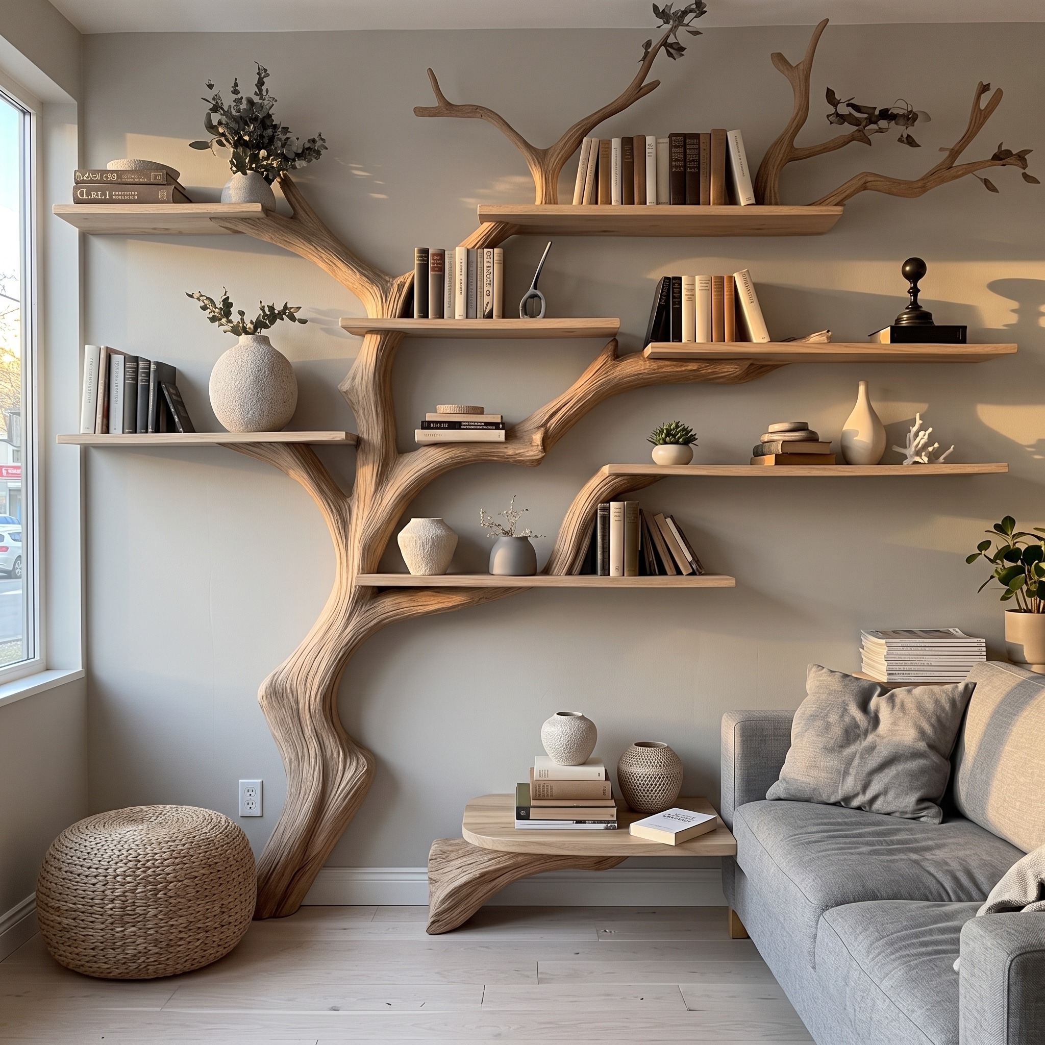 Rustic Tree Bookcase Handcrafted Home Decor Gift for Her