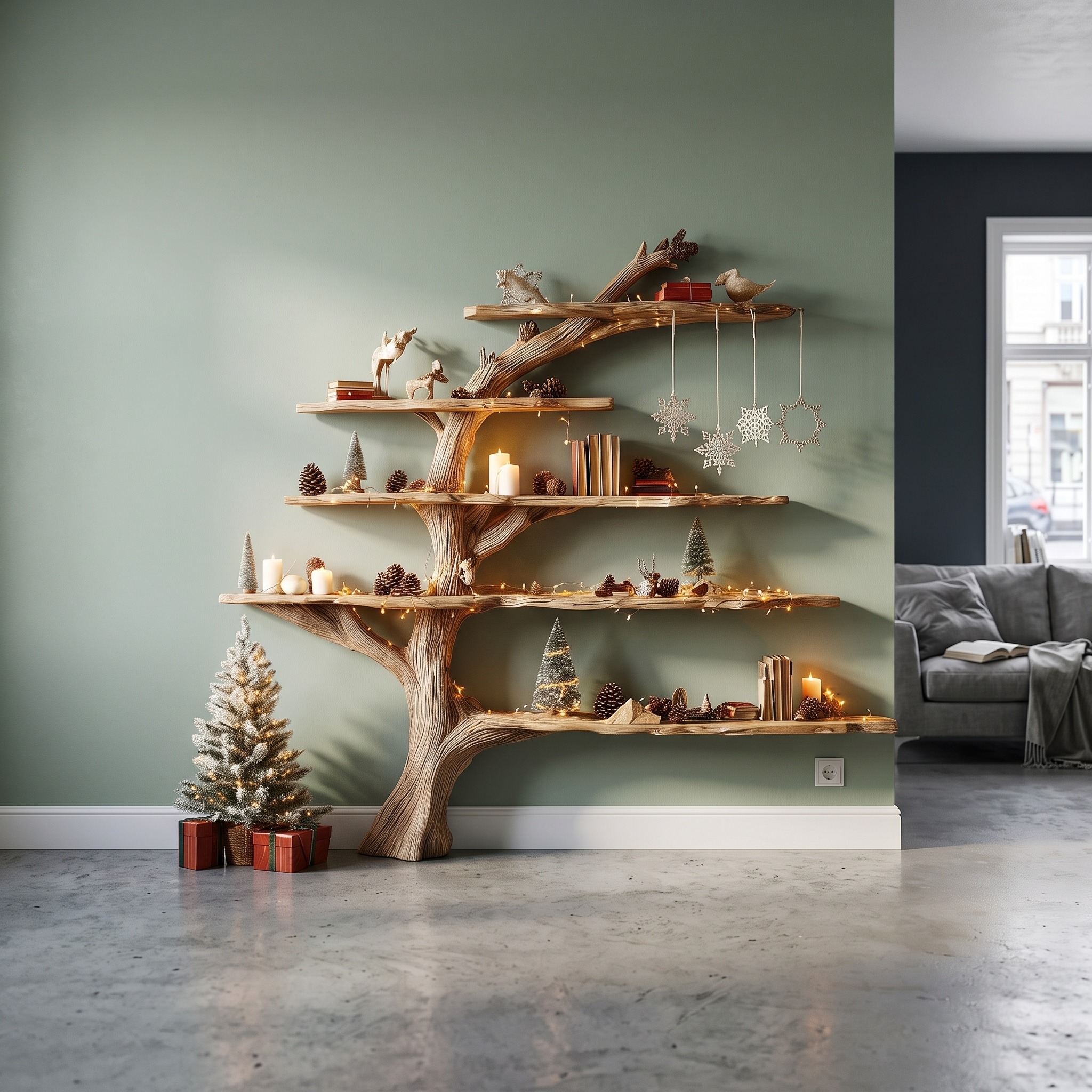 Rustic Tree Bookshelf Living Study
