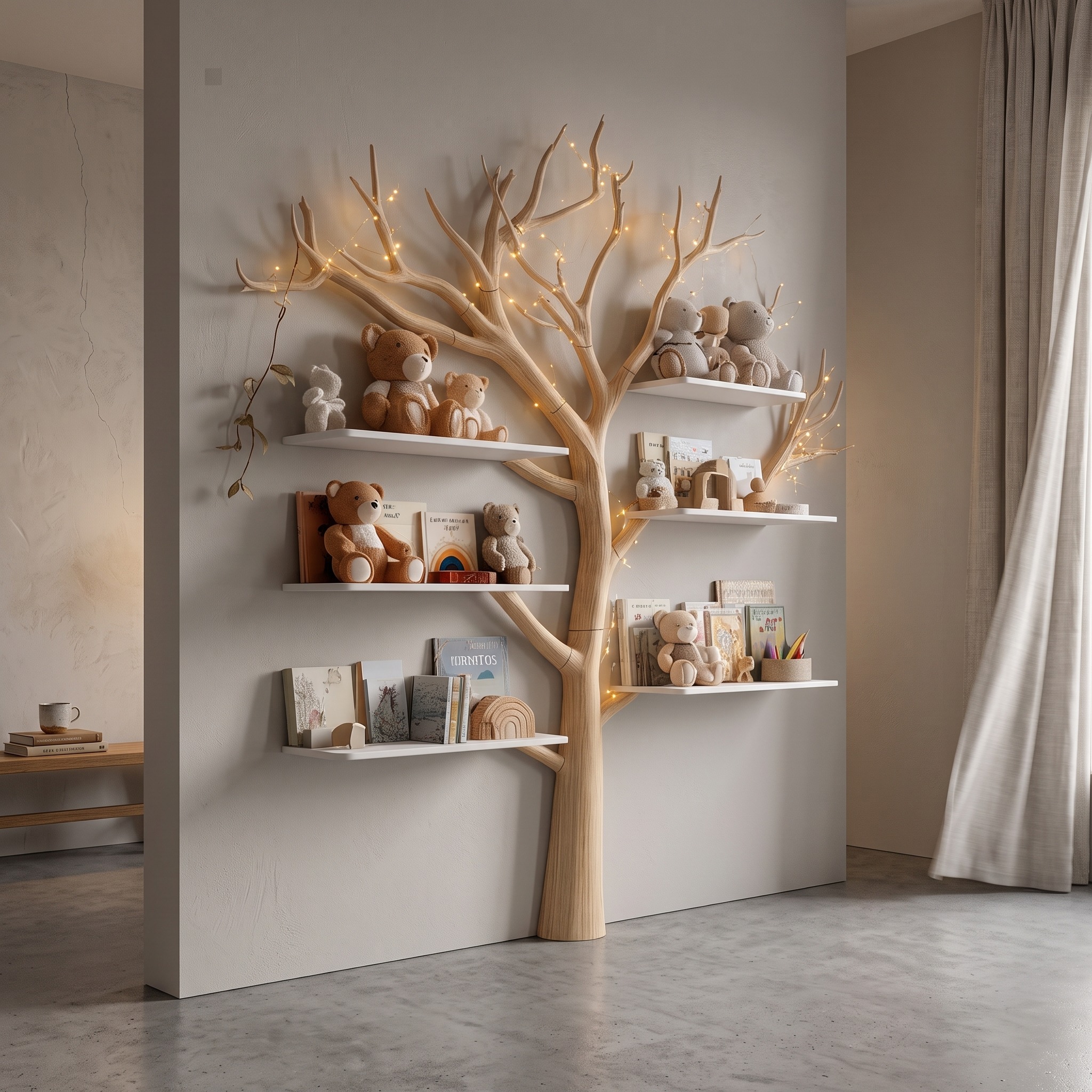 Rustic Tree Bookshelf Nursery Bedroom