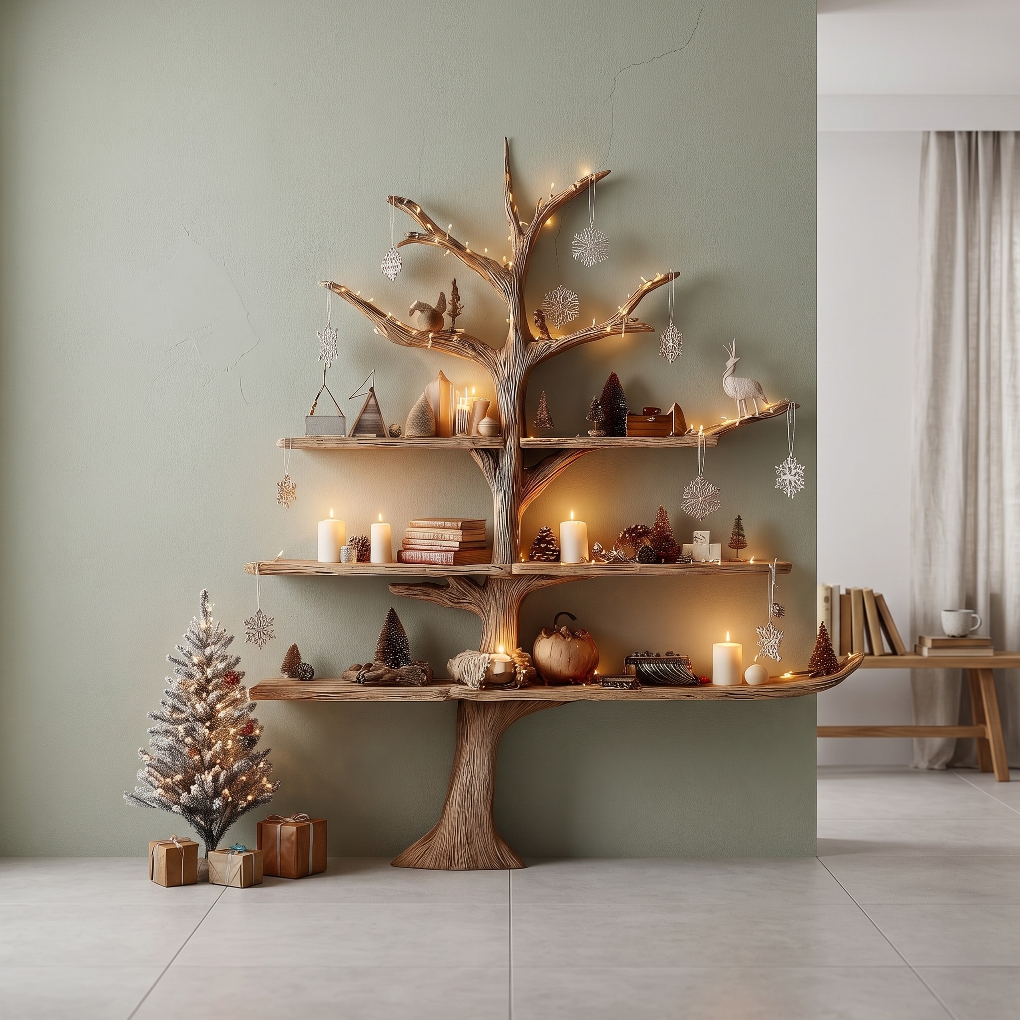 Rustic Tree Bookshelf Seasonal Home Office Living