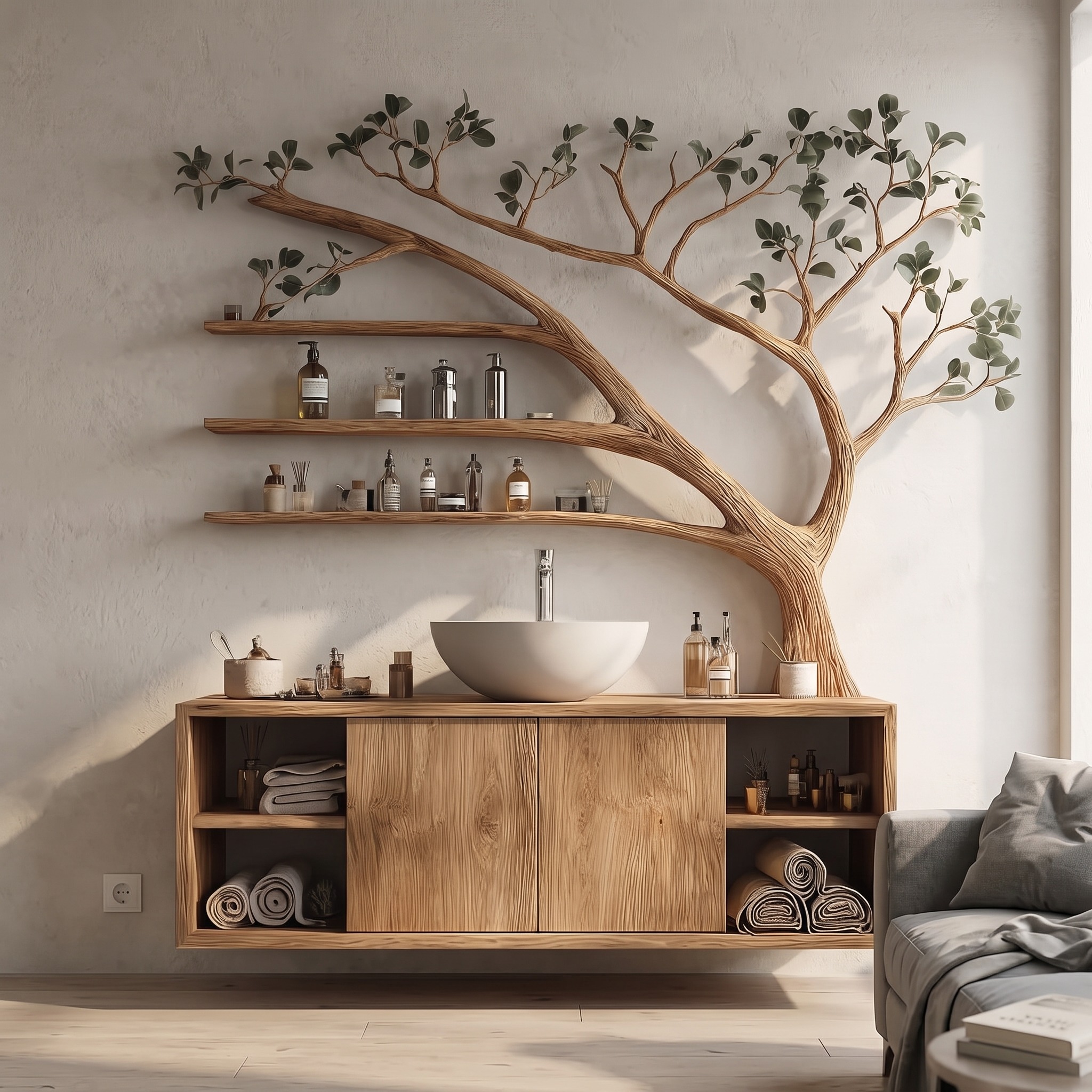 Rustic Tree Branch Vanity Bathroom or Spa Room