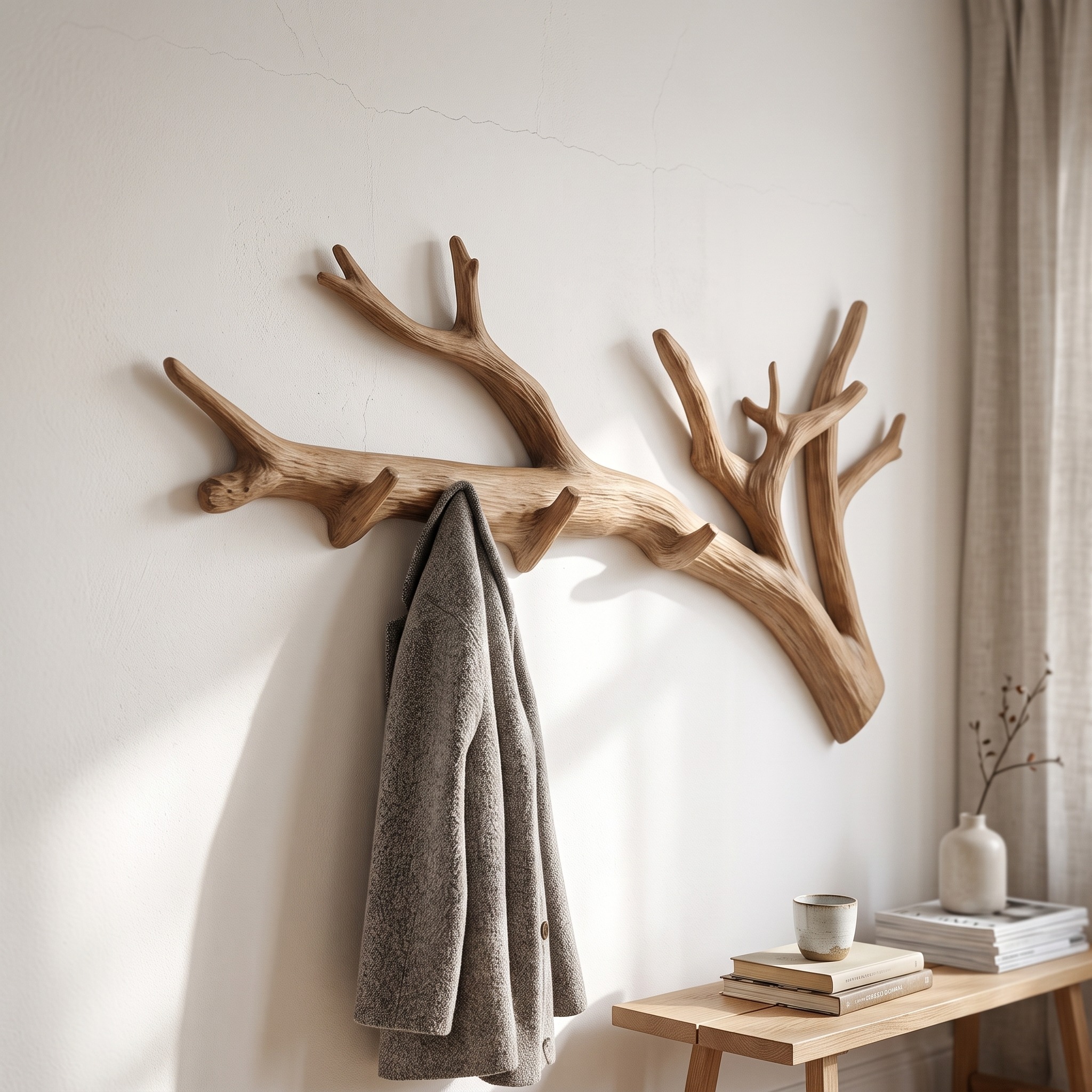 Rustic Tree Branch Wall Hook Living Room