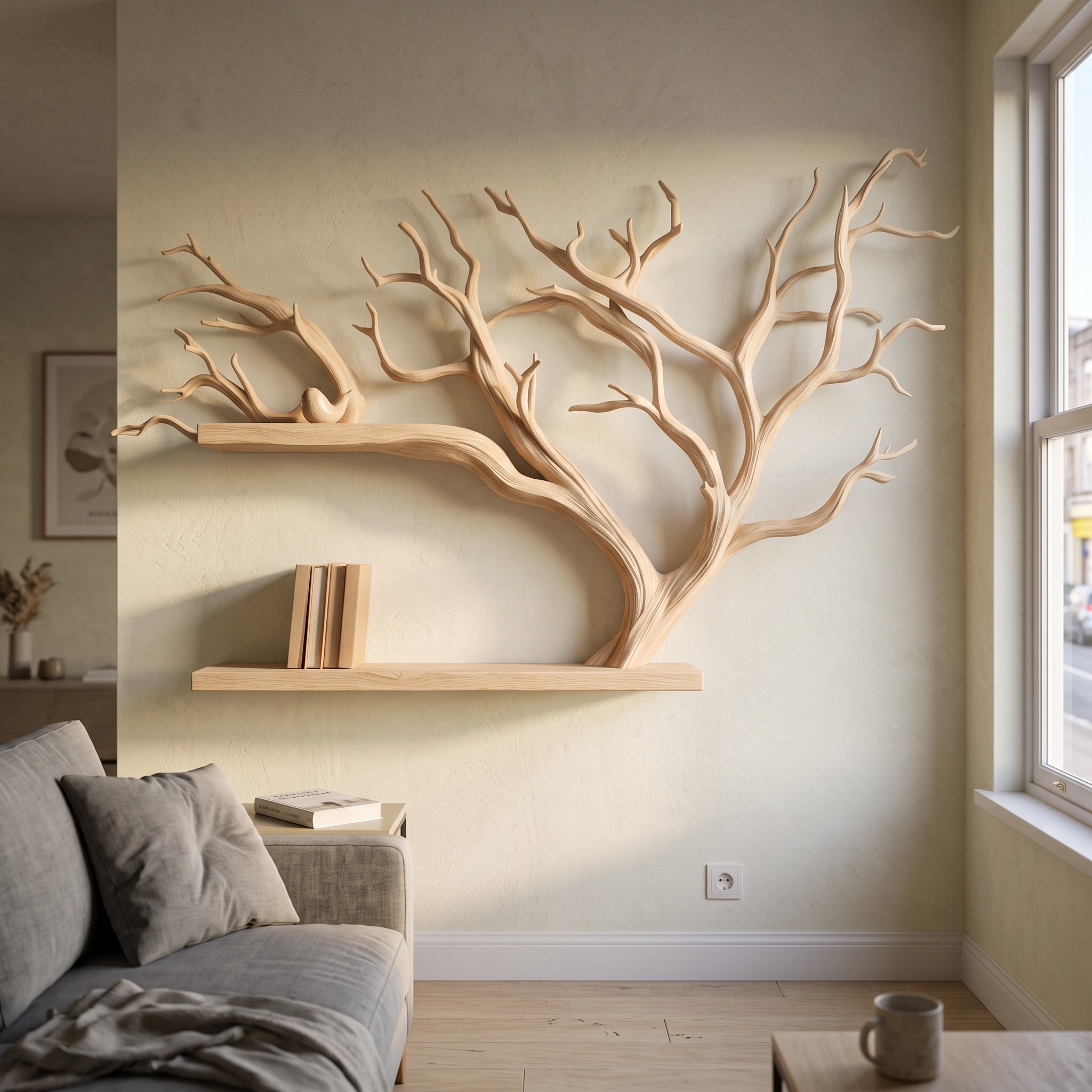 Rustic Tree Branch Wall Mounted Crafted from Wild Mulberry Wood