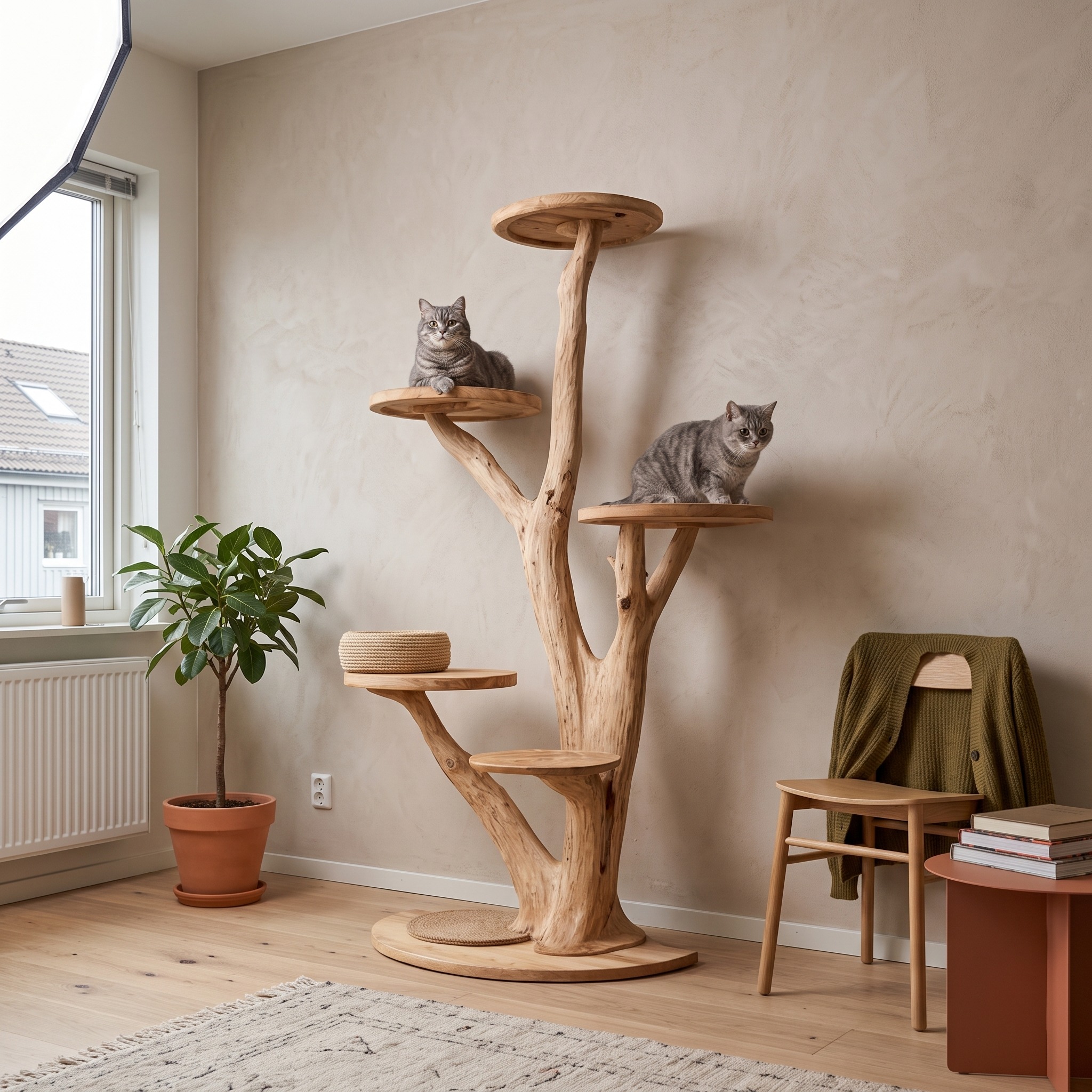 Rustic Tree Cat Tower Modern Living Room - Model SINLSATT024