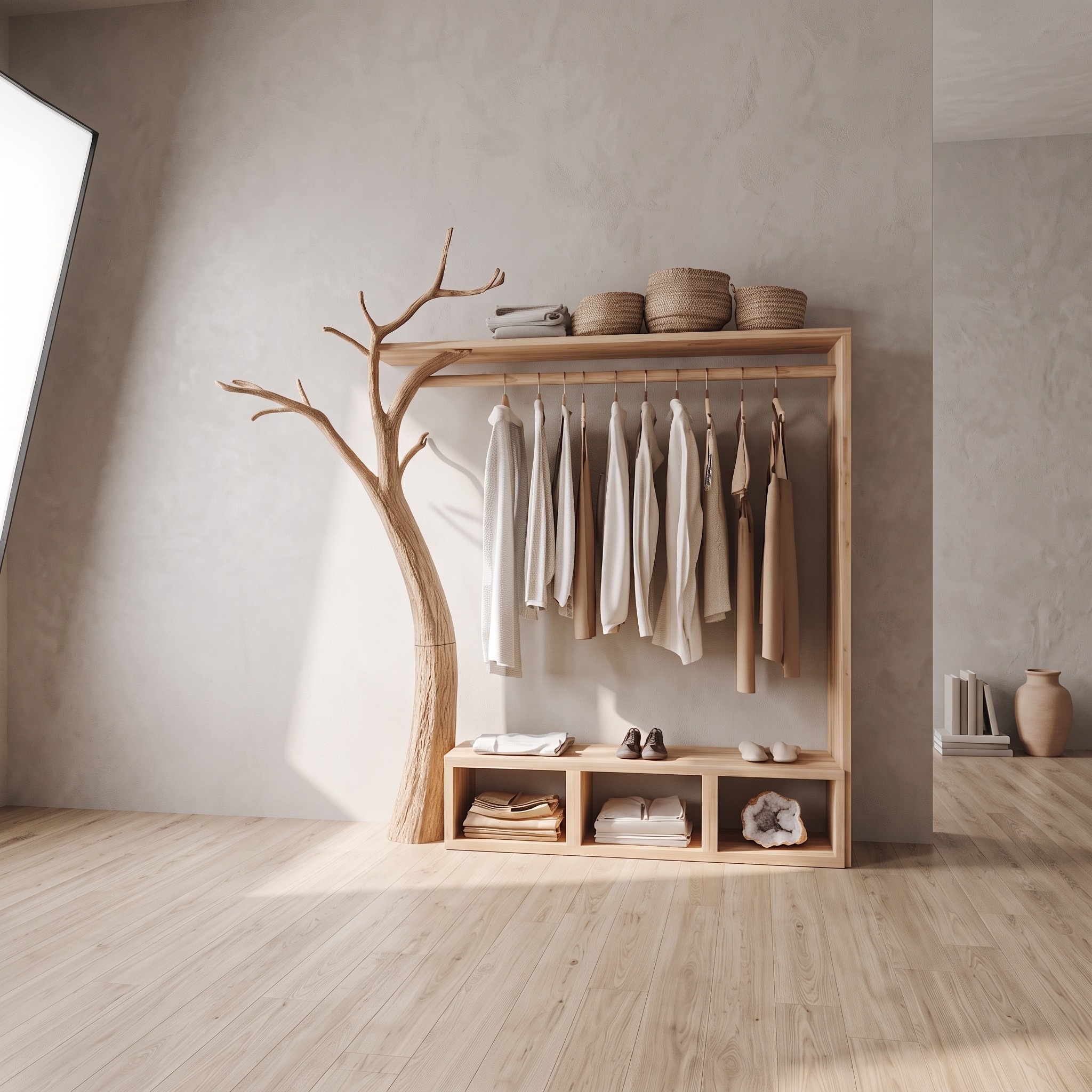 Rustic Tree Coat and Clothing Rack Living Room