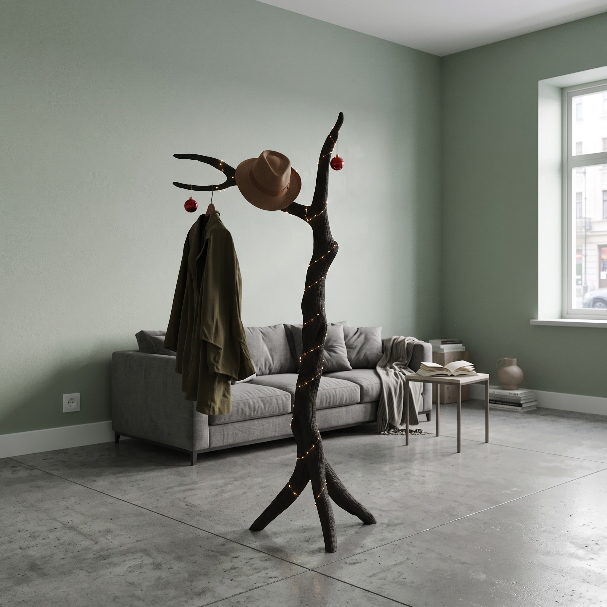 Rustic Tree Coat Rack Handcrafted Christmas Living Room Decor