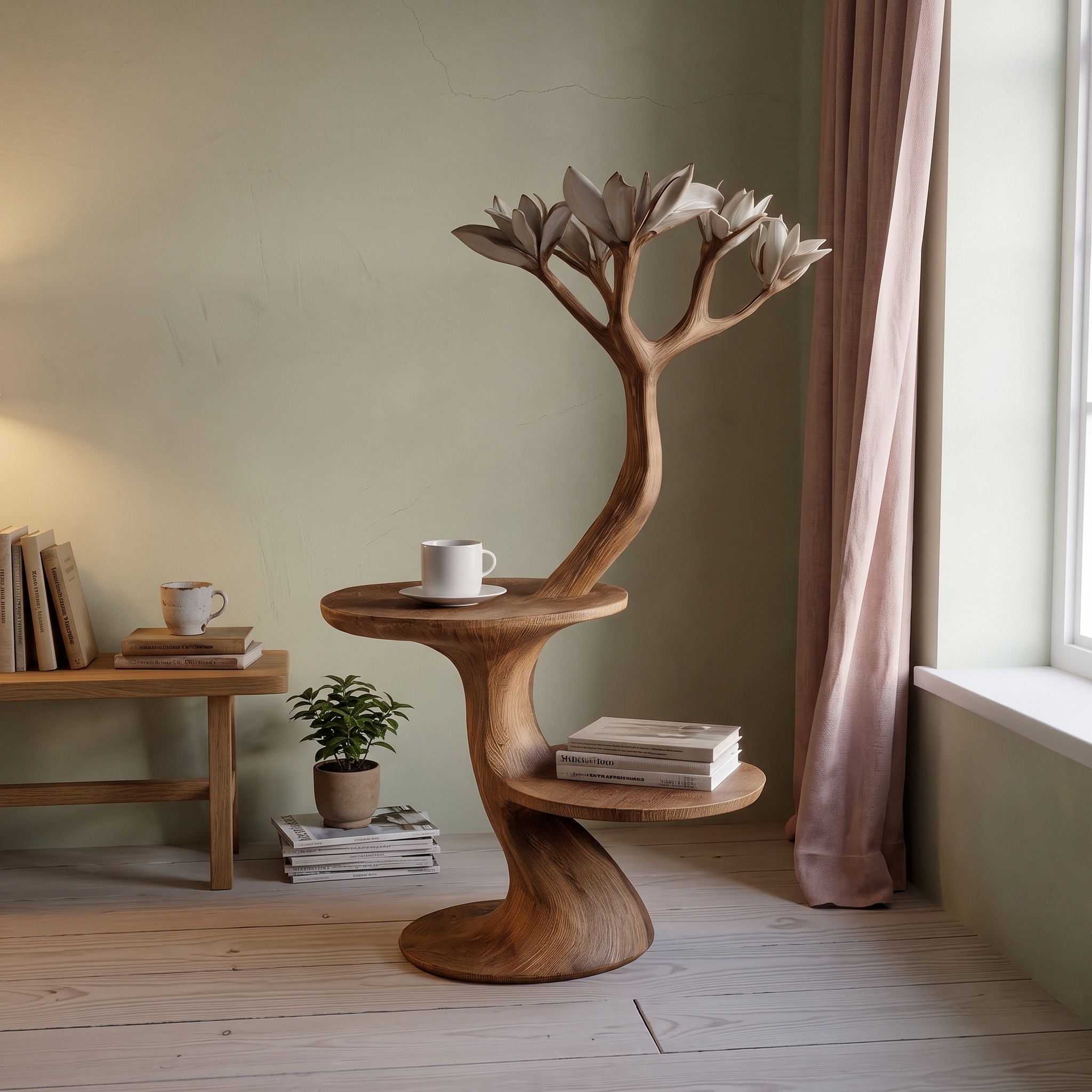 Rustic Tree Form Bedside Table Modern Bedroom